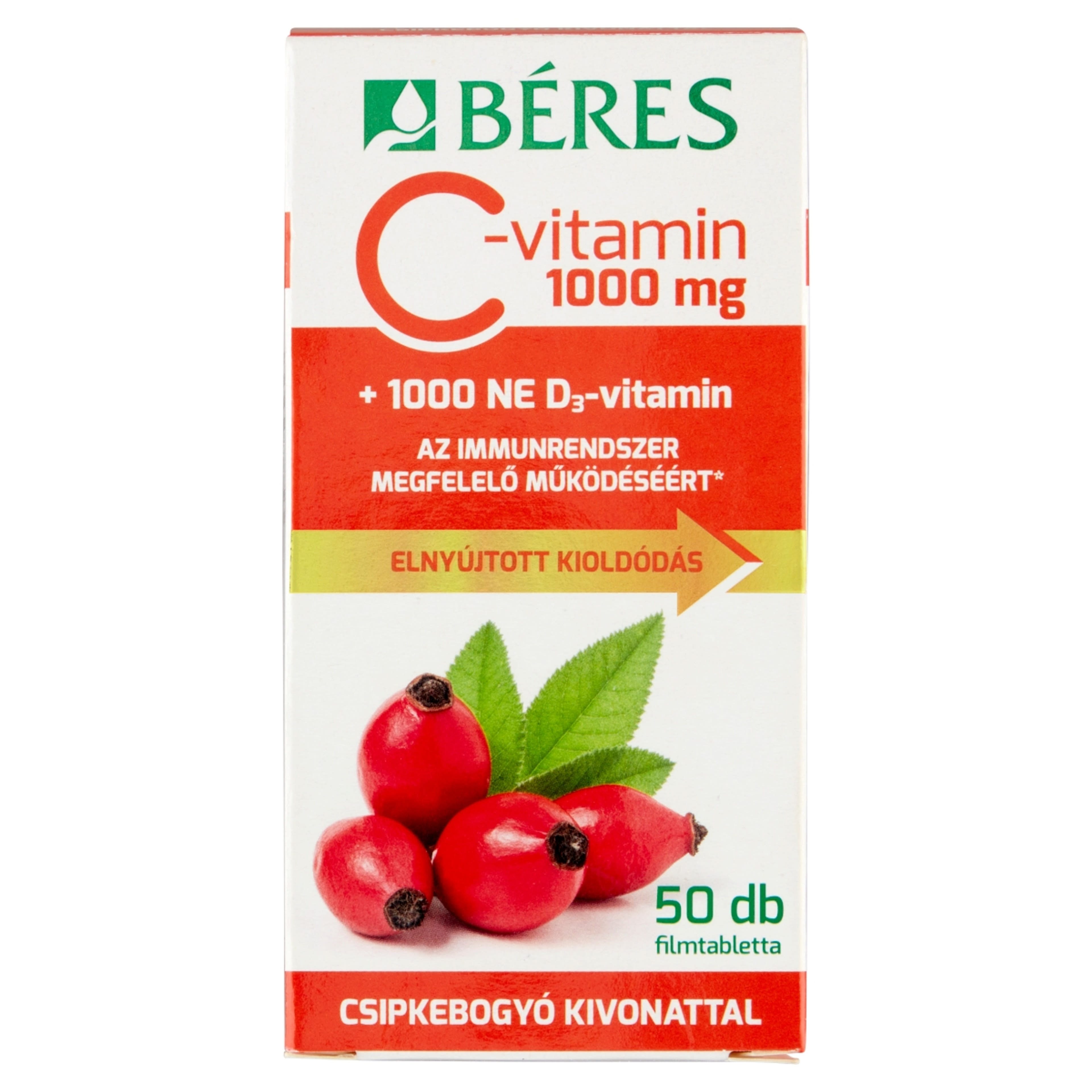 Béres C-Vitamin Csipkebogyó +D3 Filmtabletta - 50 db