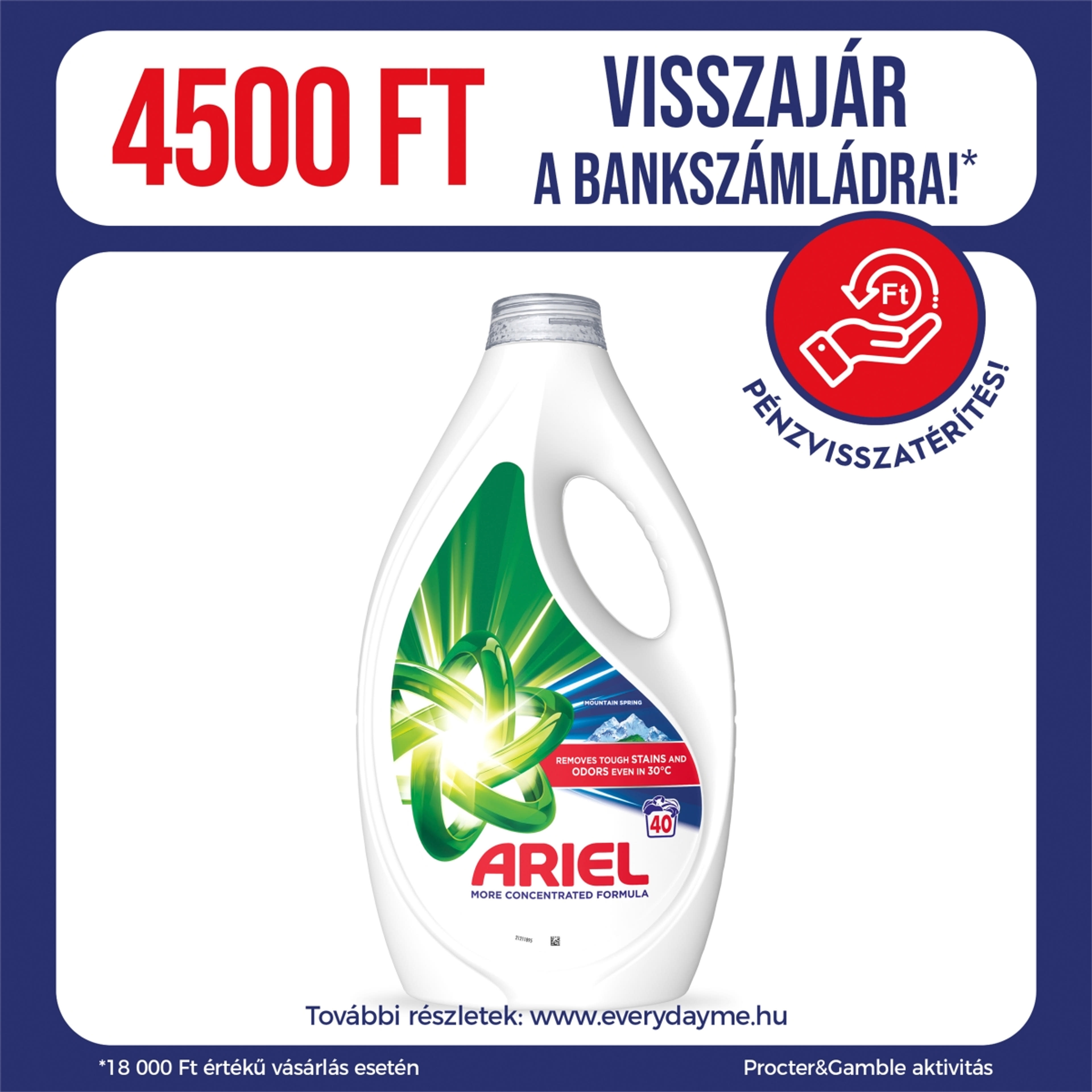 Ariel Mountain Spring folyékony mosószer, 40 mosáshoz - 1800 ml