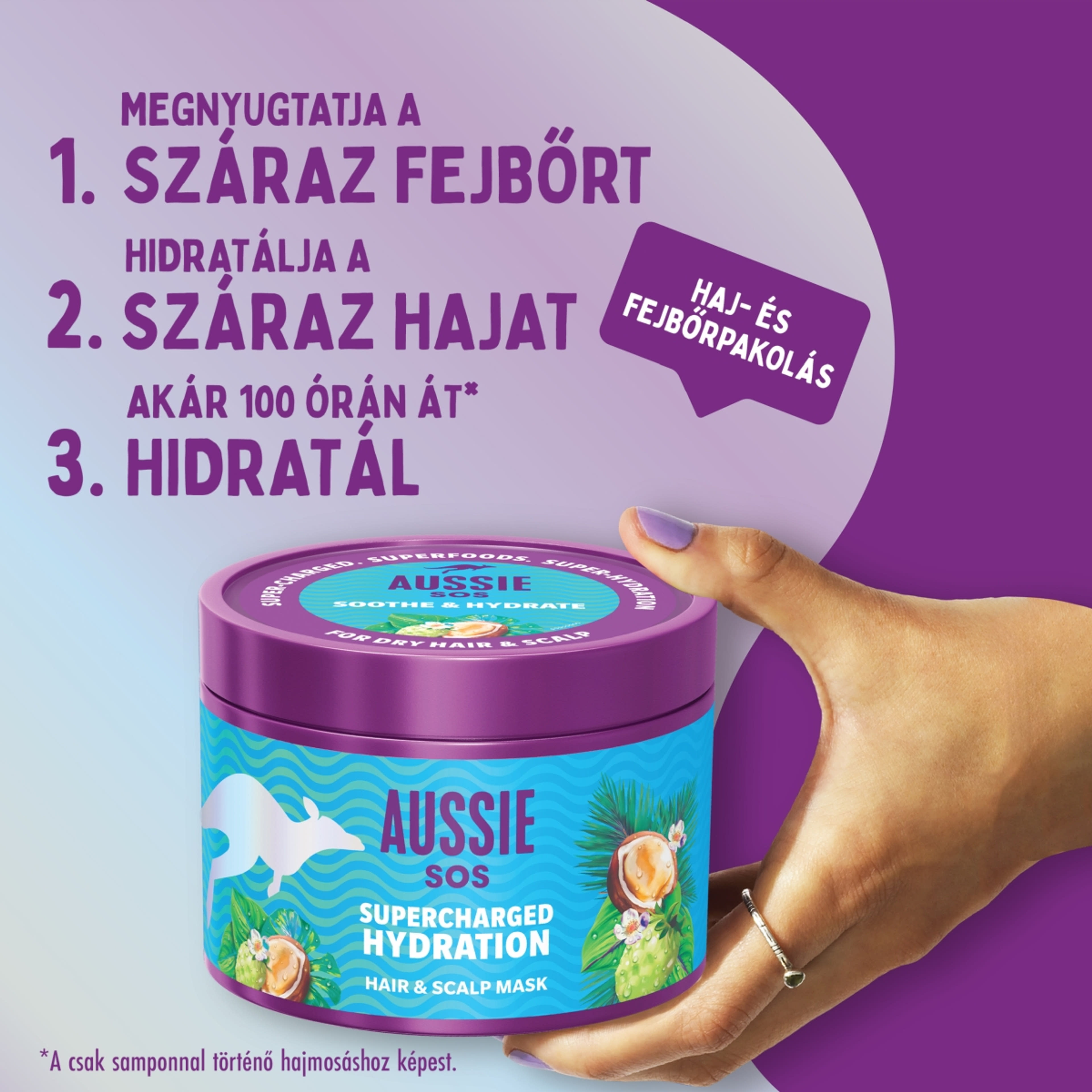 Aussie SOS Supercharged Hydration haj- és fejbőrmaszk - 500 ml-3