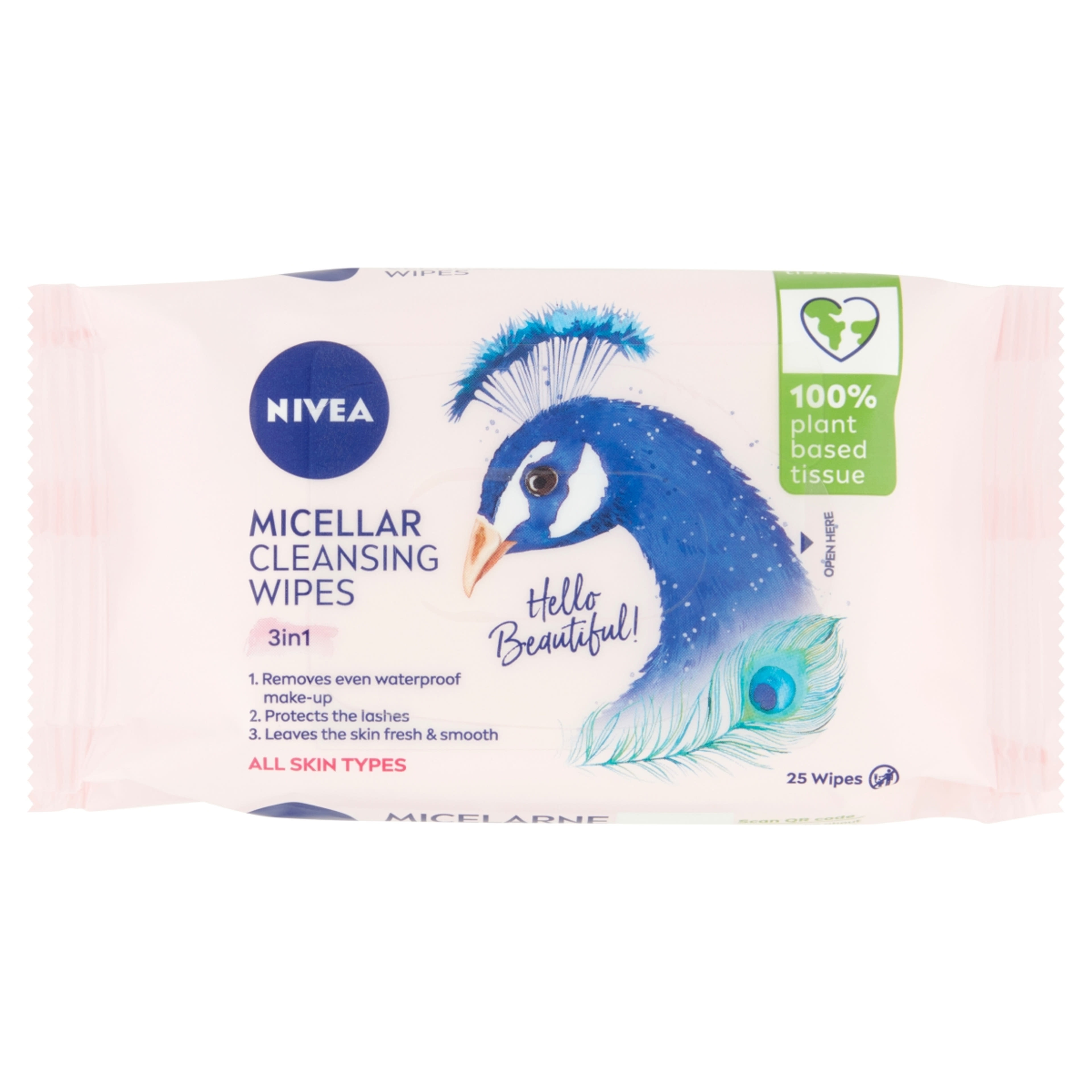 NIVEA 3 az 1-ben ápoló micellás arctisztító kendő - 25 db