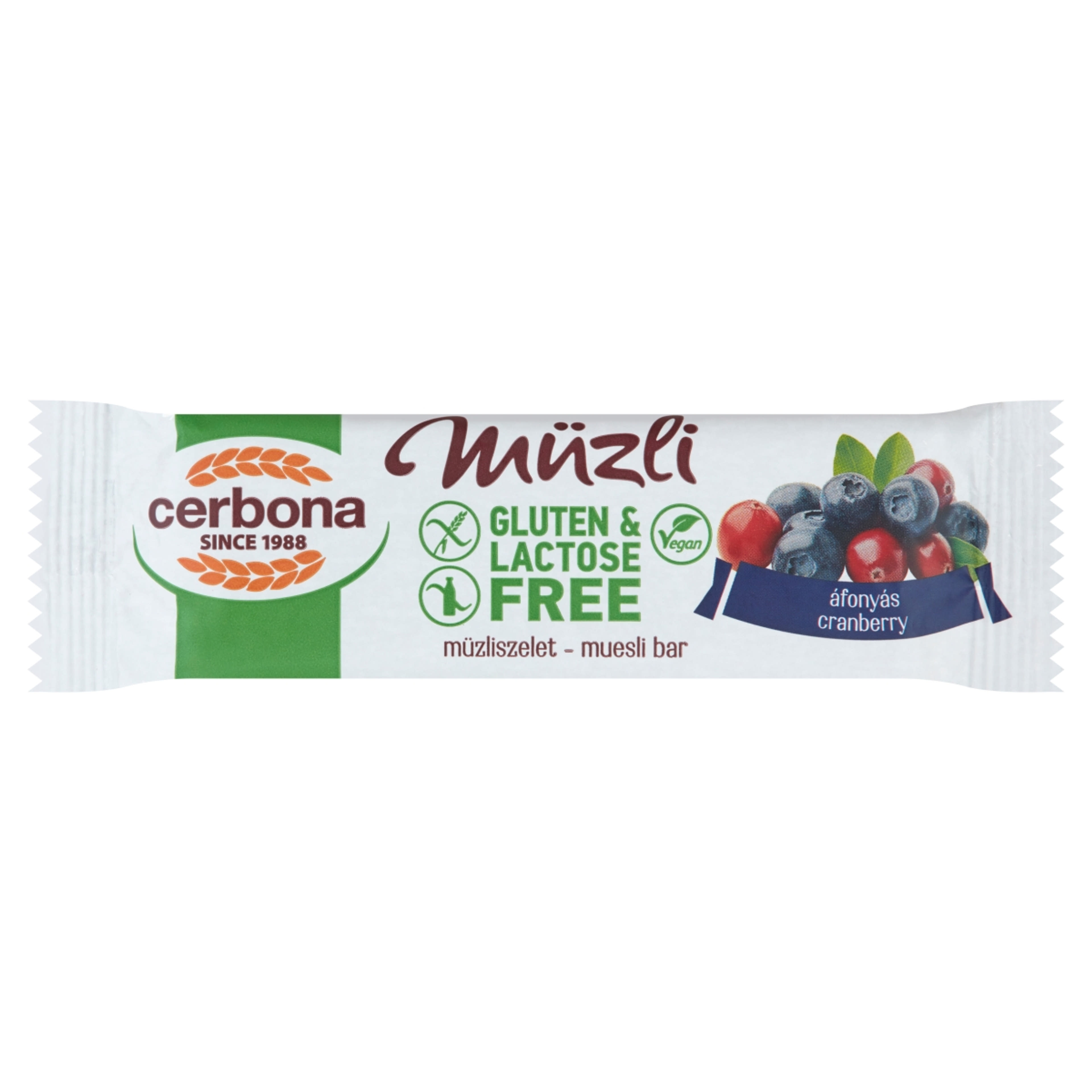 Cerbona gluténmentes szelet vörösáfonyás - 35 g