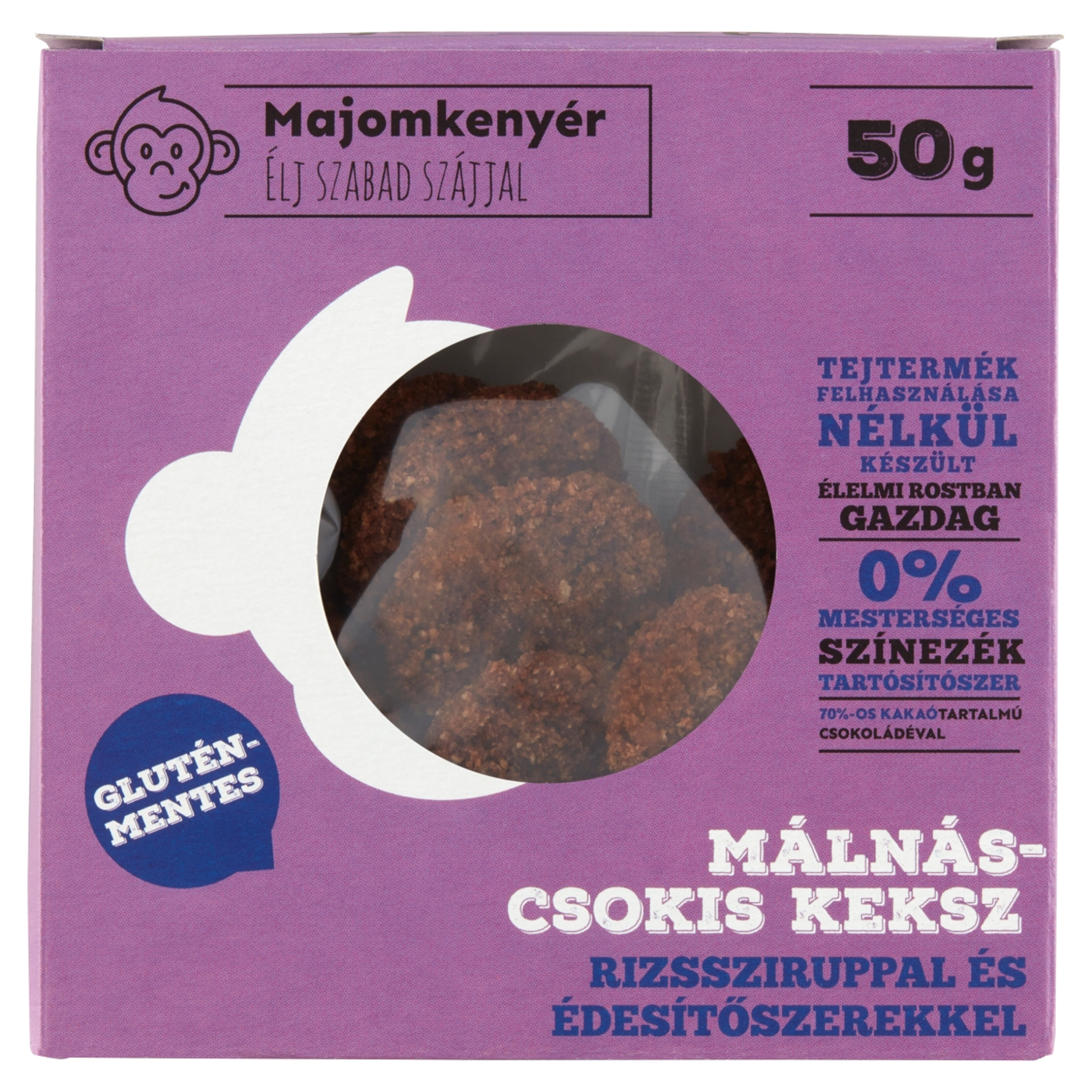 Majomkenyér Gluténmentes Málnás-Csokis keksz - 50 g