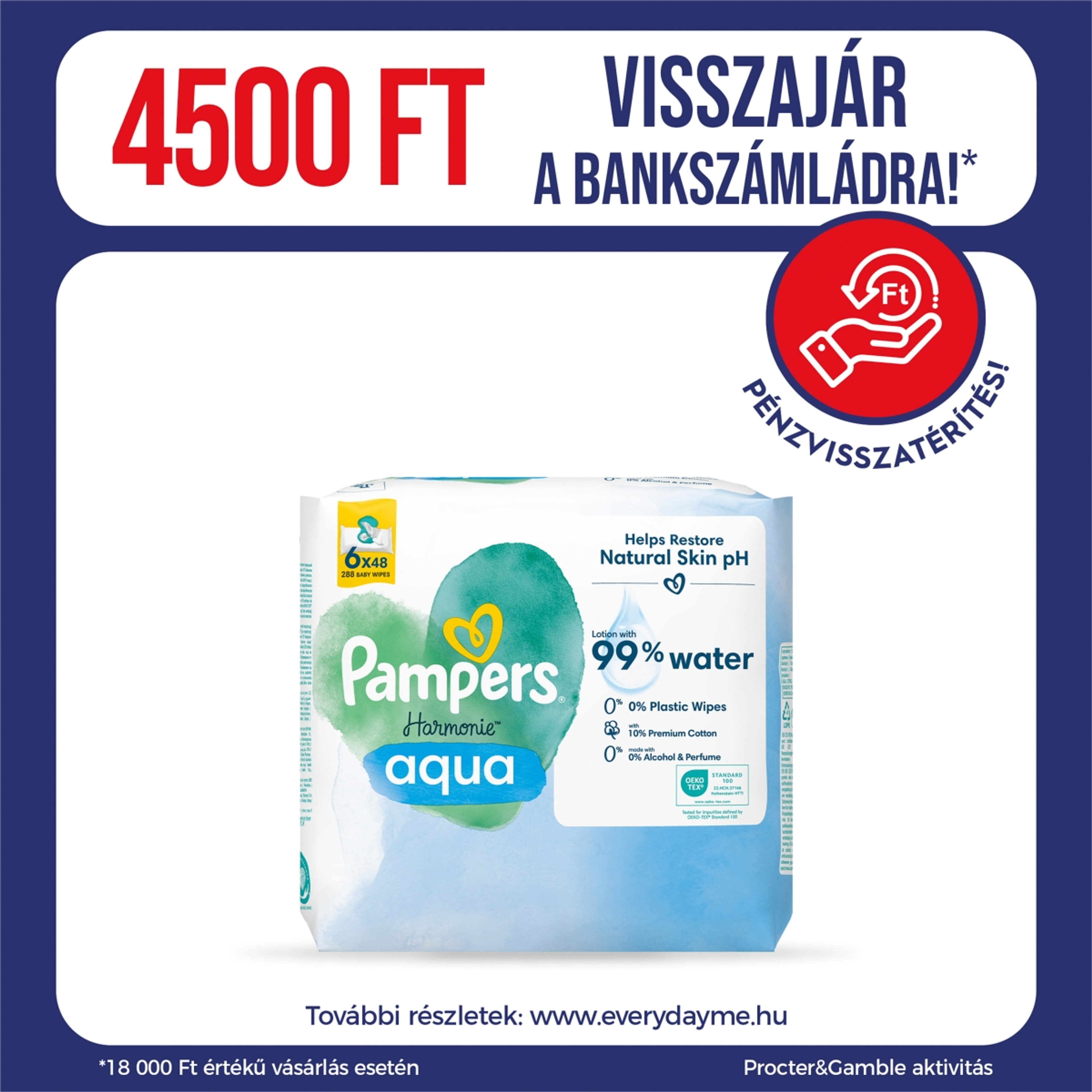 Pampers Harmonie Aqua nedves törlőkendő 6x48 db - 288 db