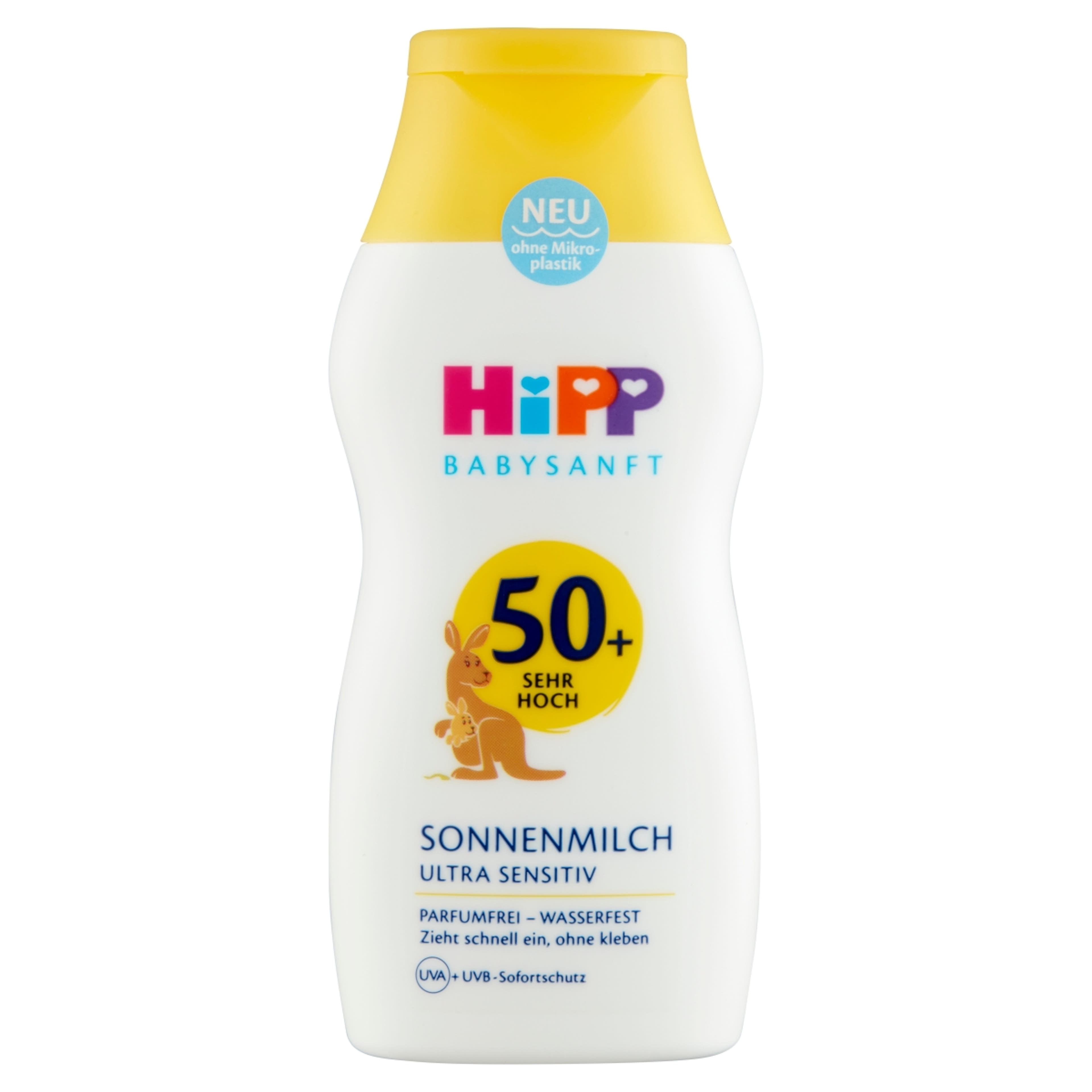 HiPP Babysanft naptej érzékeny bőrre babáknak és gyermekeknek 50+, UVA+UVB szűrővel - 200 ml