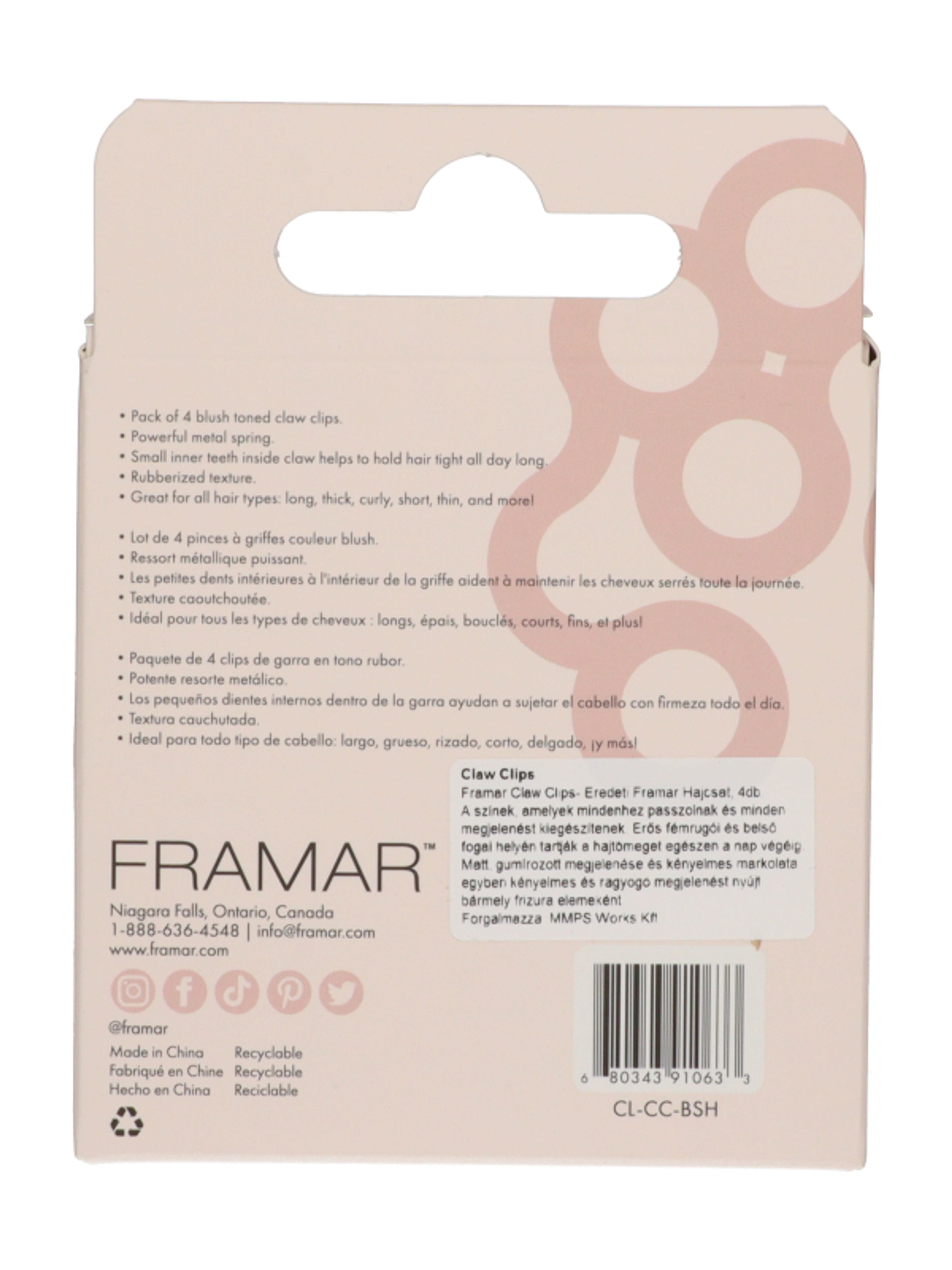 Framar Claw Clips hajcsatt /blush - 4 db-2