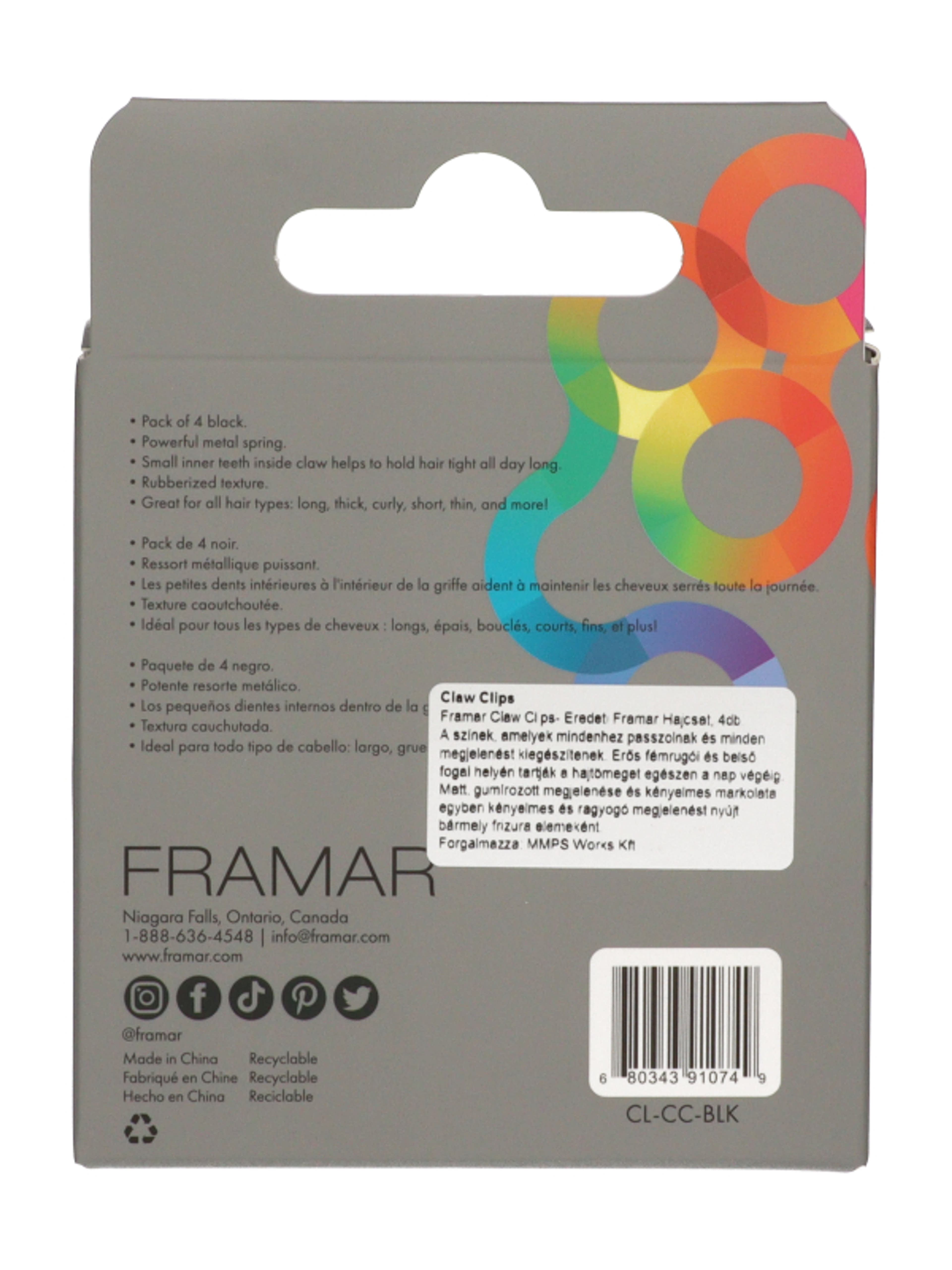 Framar Claw Clips hajcsatt /fekete - 4 db-2