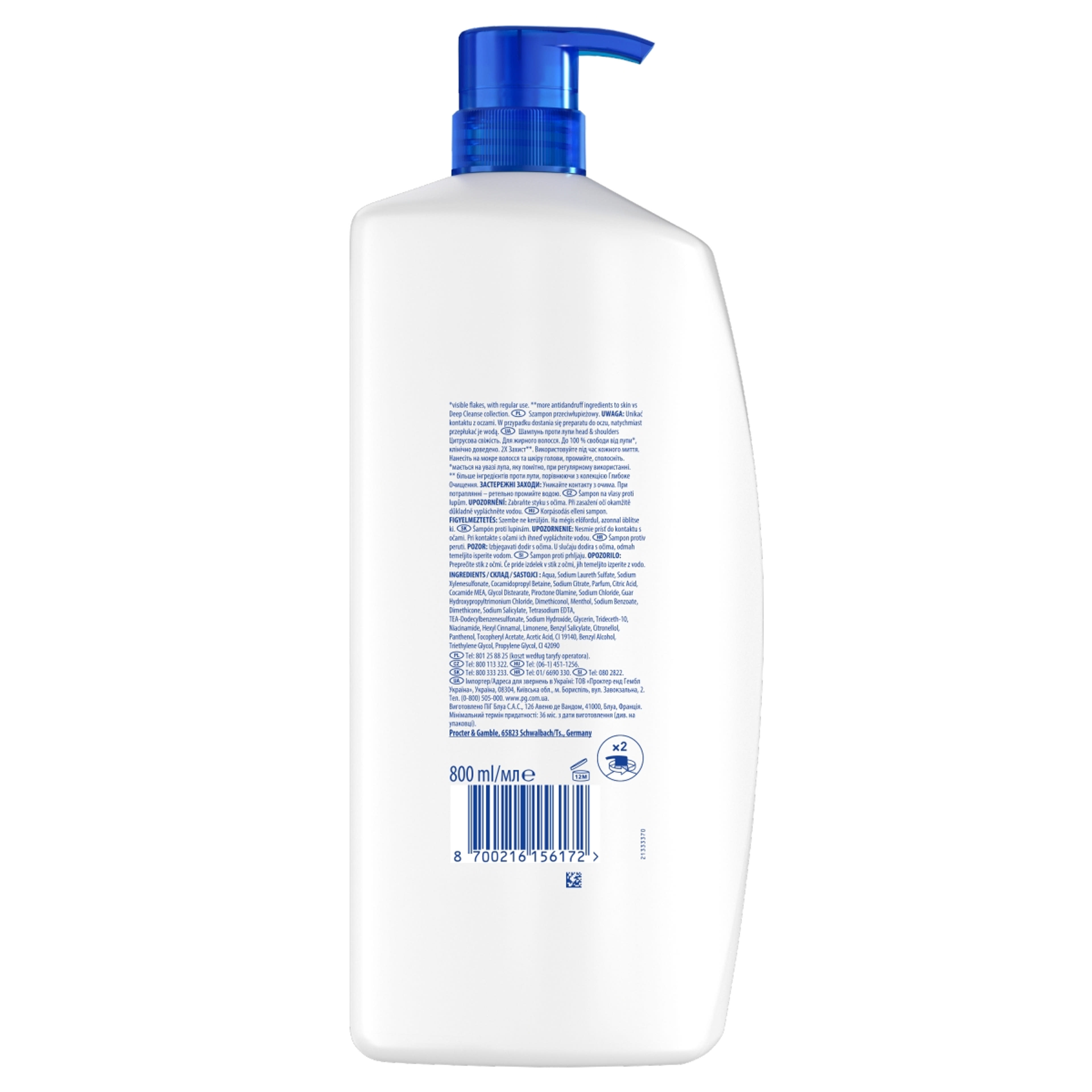 Head & Shoulders Citrus Fresh korpásodás elleni sampon zsíros hajra - 800 ml-2