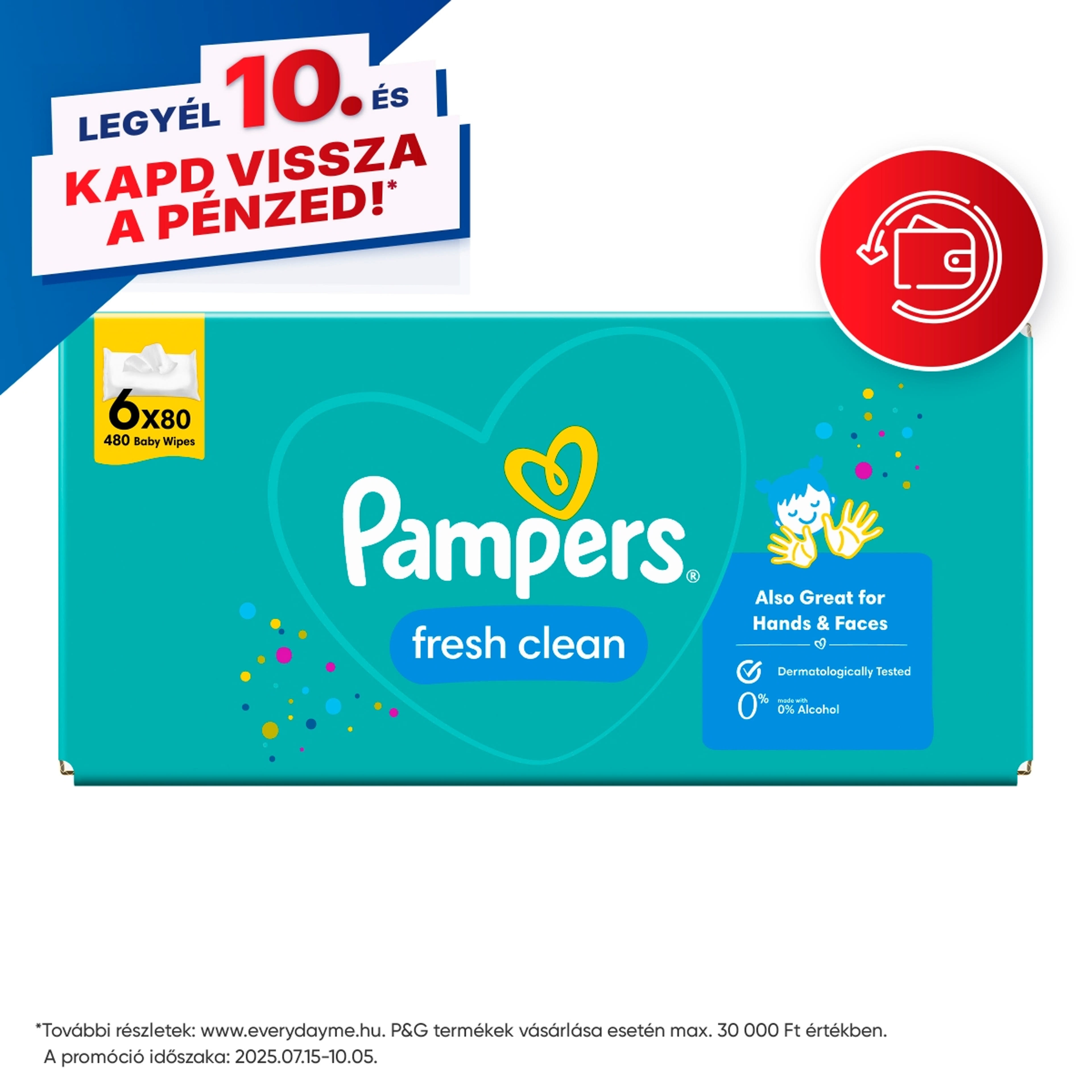 Pampers törlőkendő fresh clean (6*80) - 480 db