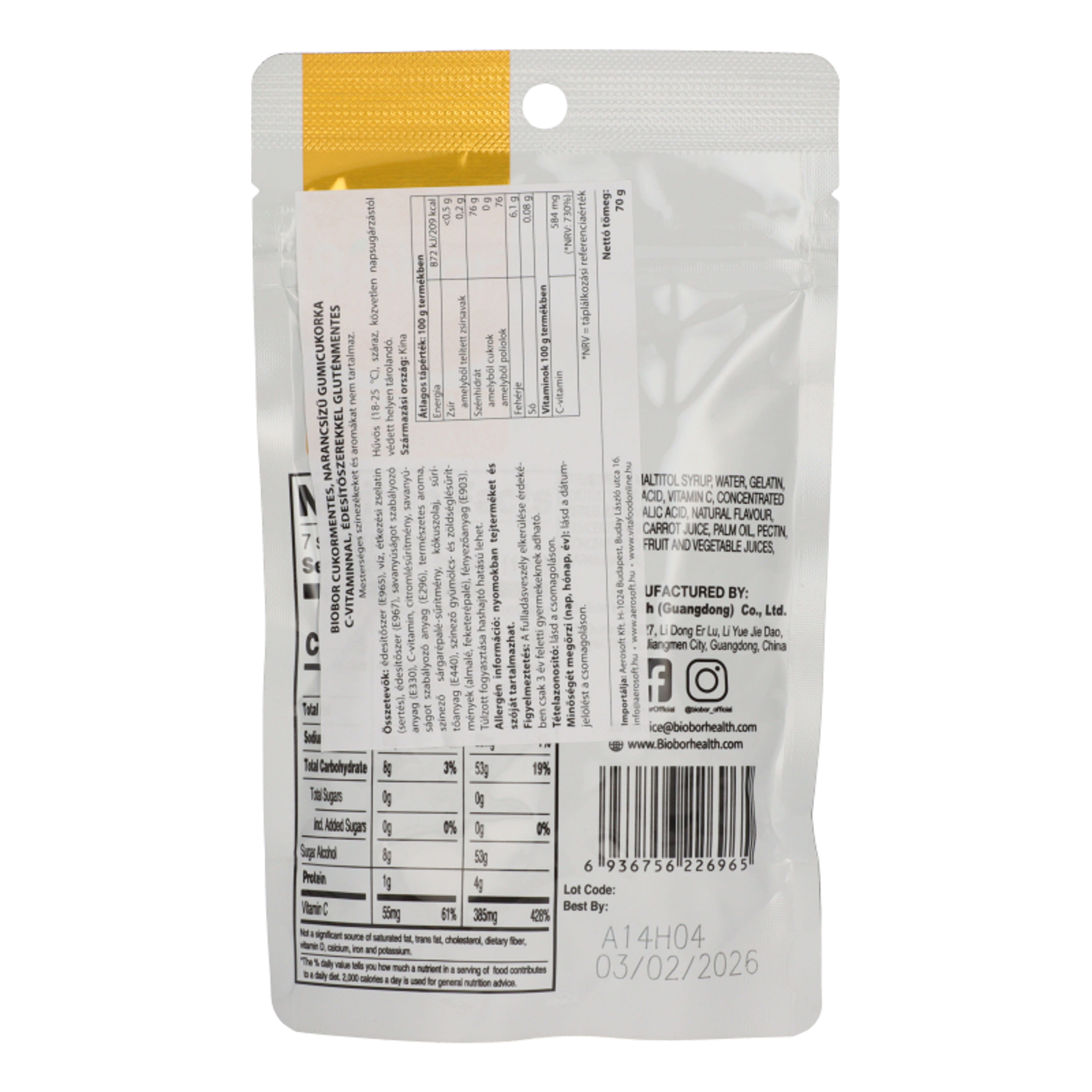 Biobor c-vitaminos gumicukor narancs izű - 45 g-2