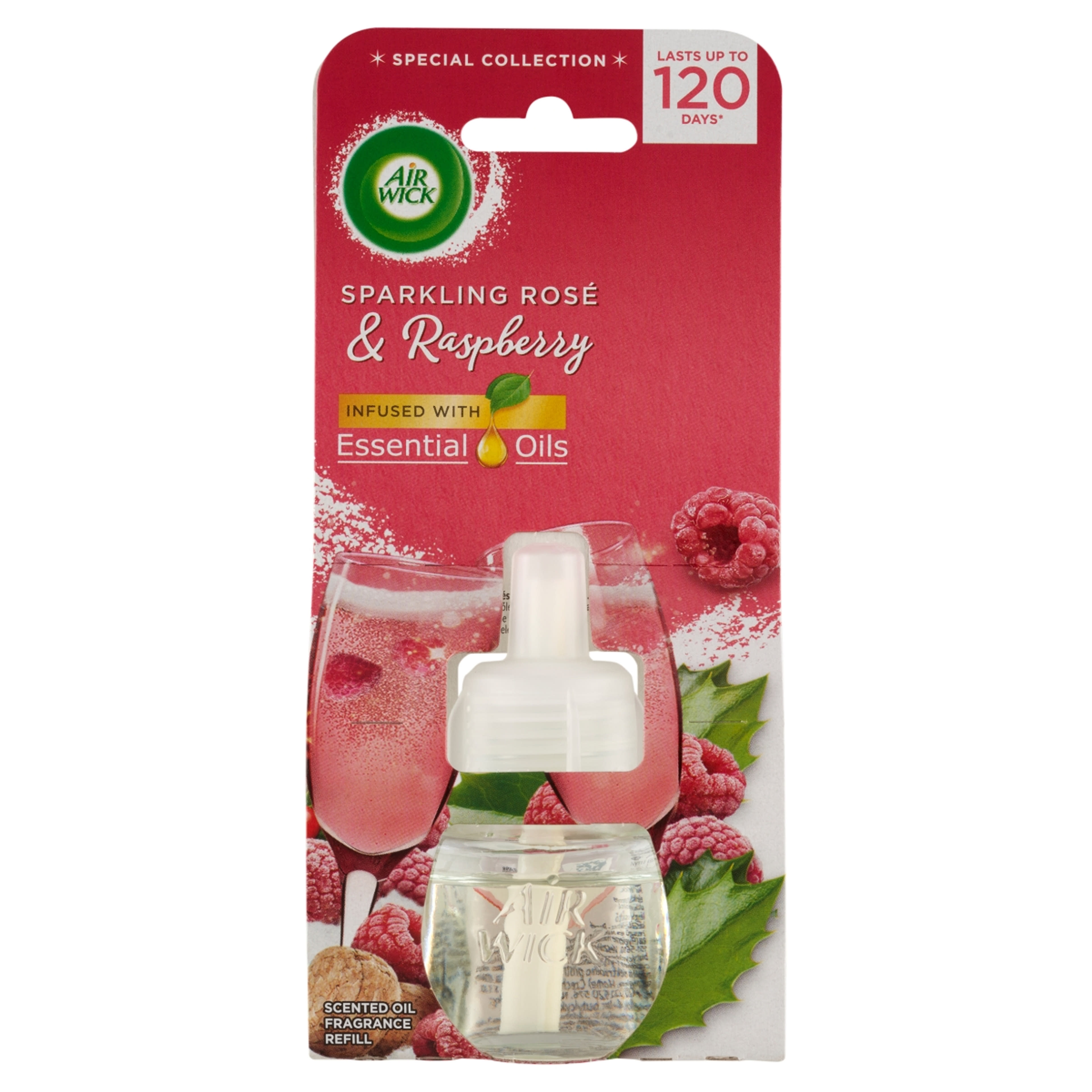 Air Wick elektromos légfrissítő utántöltő rozé pezsgő és málna illattal - 19 ml