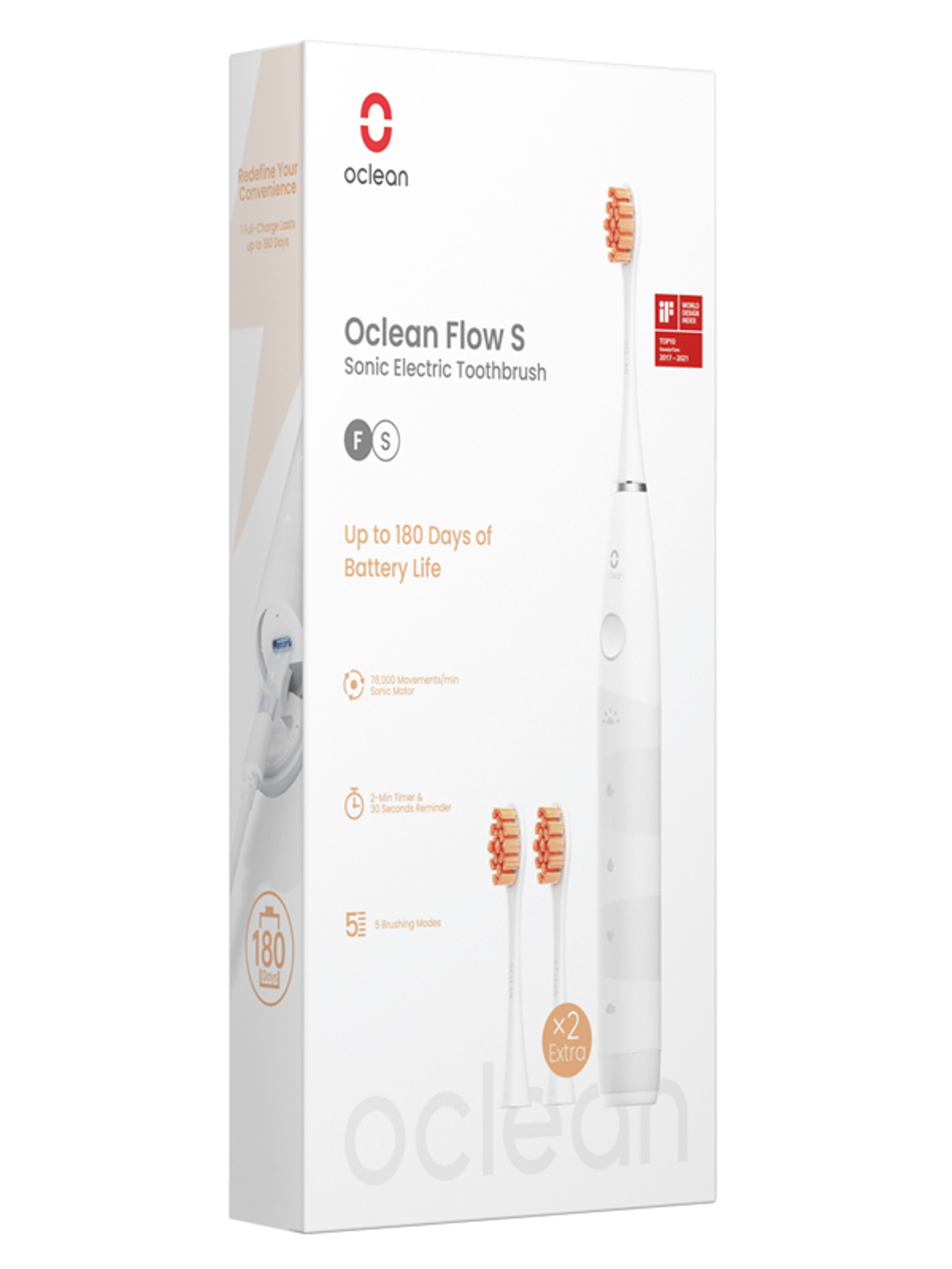 Oclean Flow elektromos fogkefe készlet /fehér - 1 db