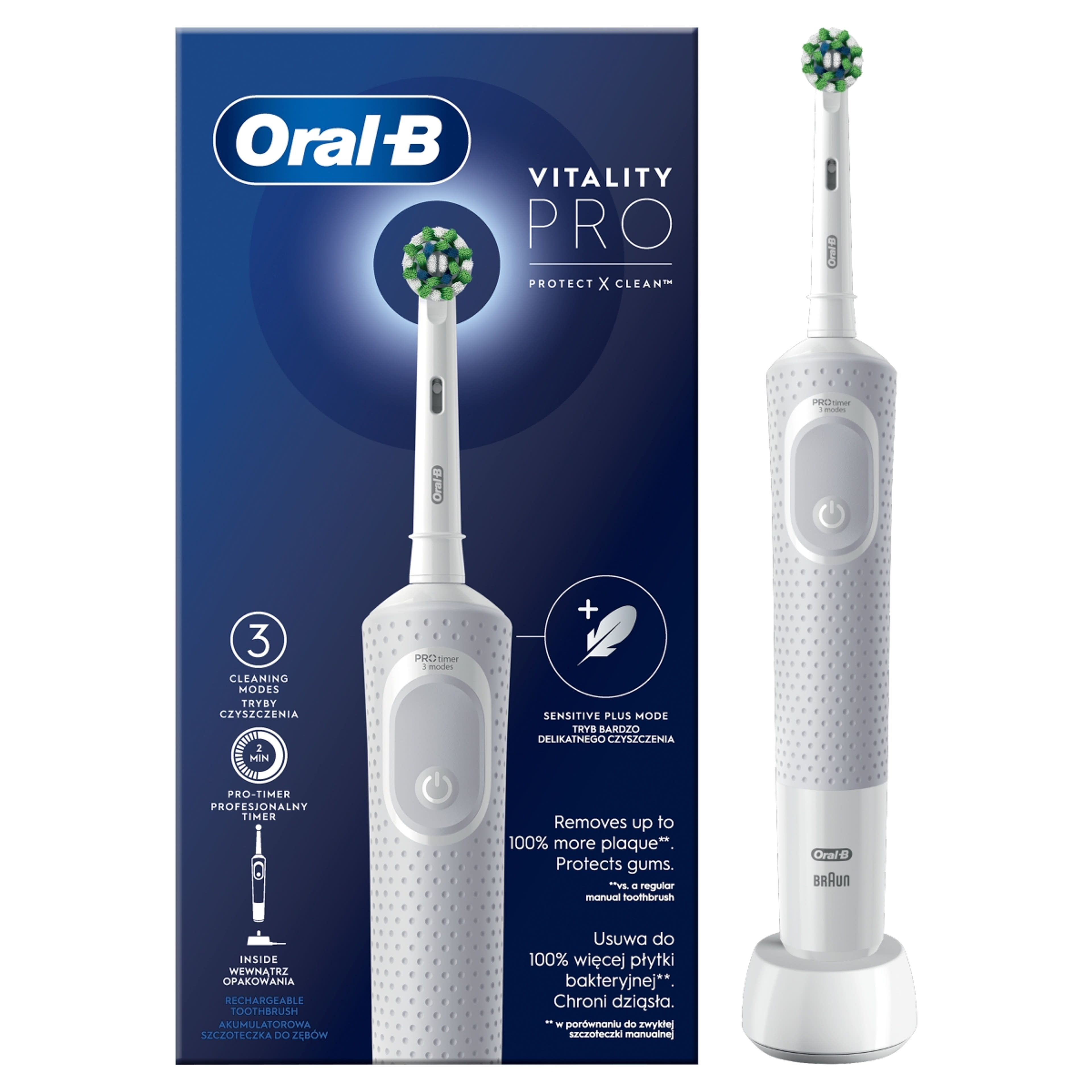 Oral-B Vitality Pro elektromos fogkefe, fehér - 1 db-2