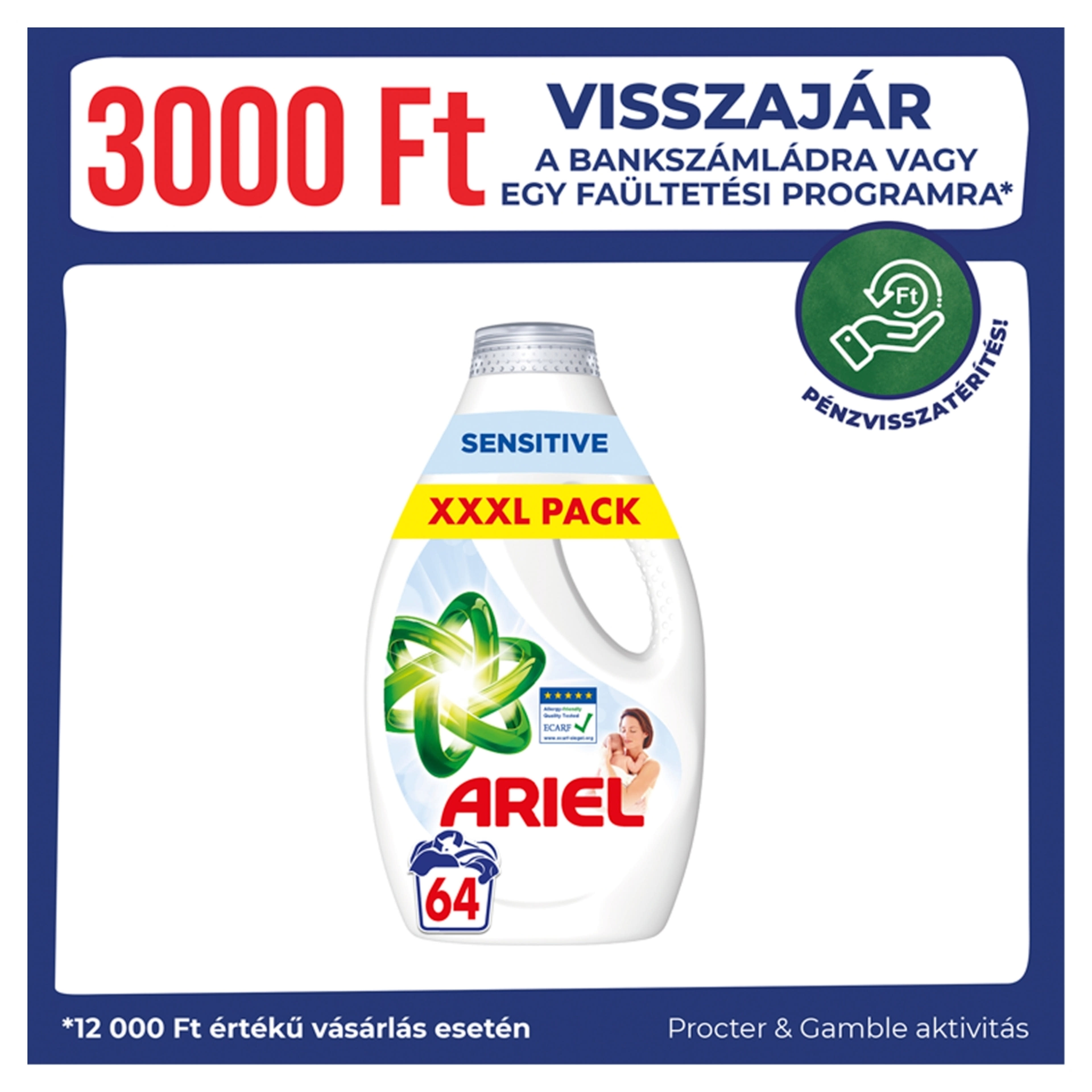 Ariel Sensitive Skin Clean & Fresh folyékony mosószer, 64 mosáshoz - 3200 ml