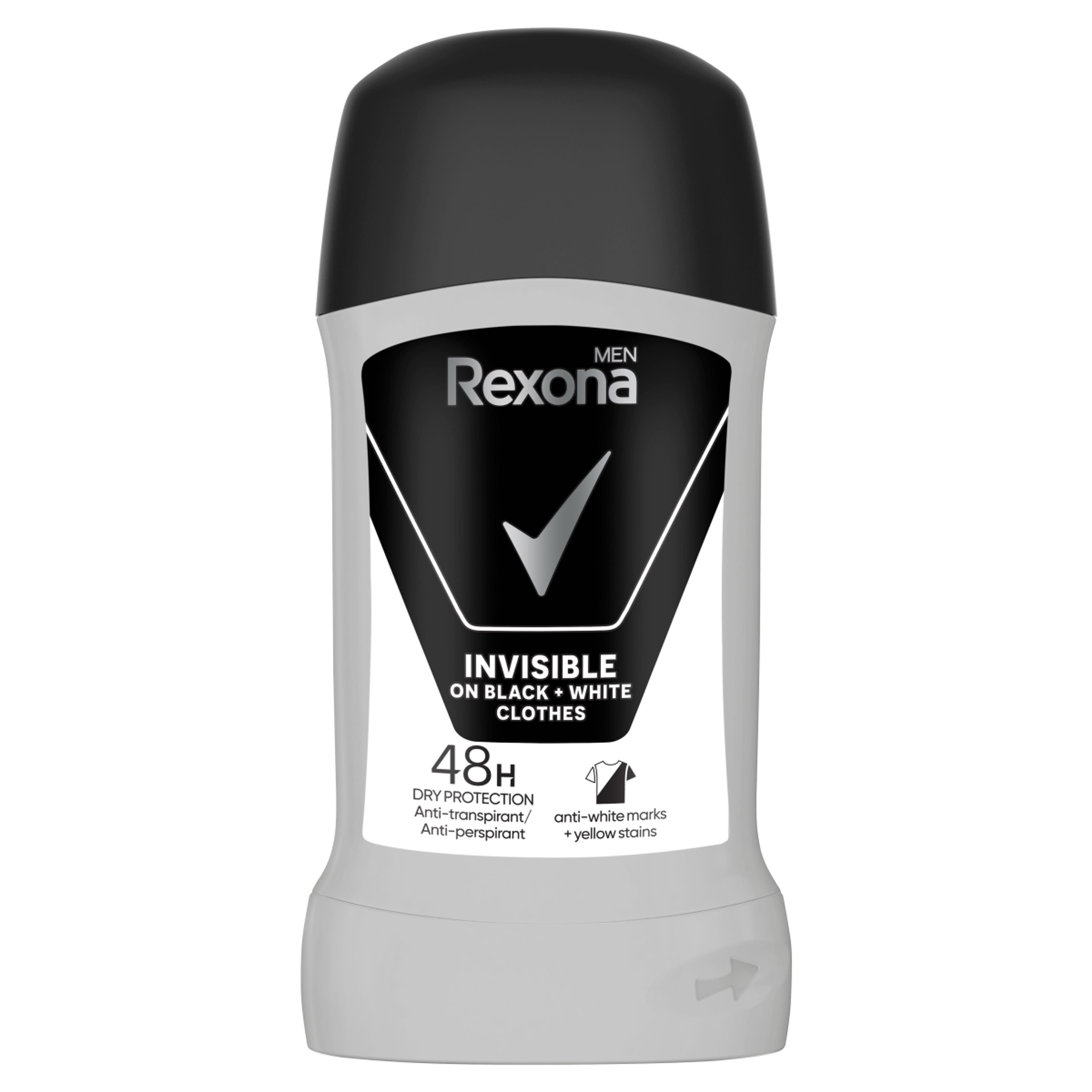 Rexona Men Invisible Black + White férfi izzadásgátló stick - 50 ml-1