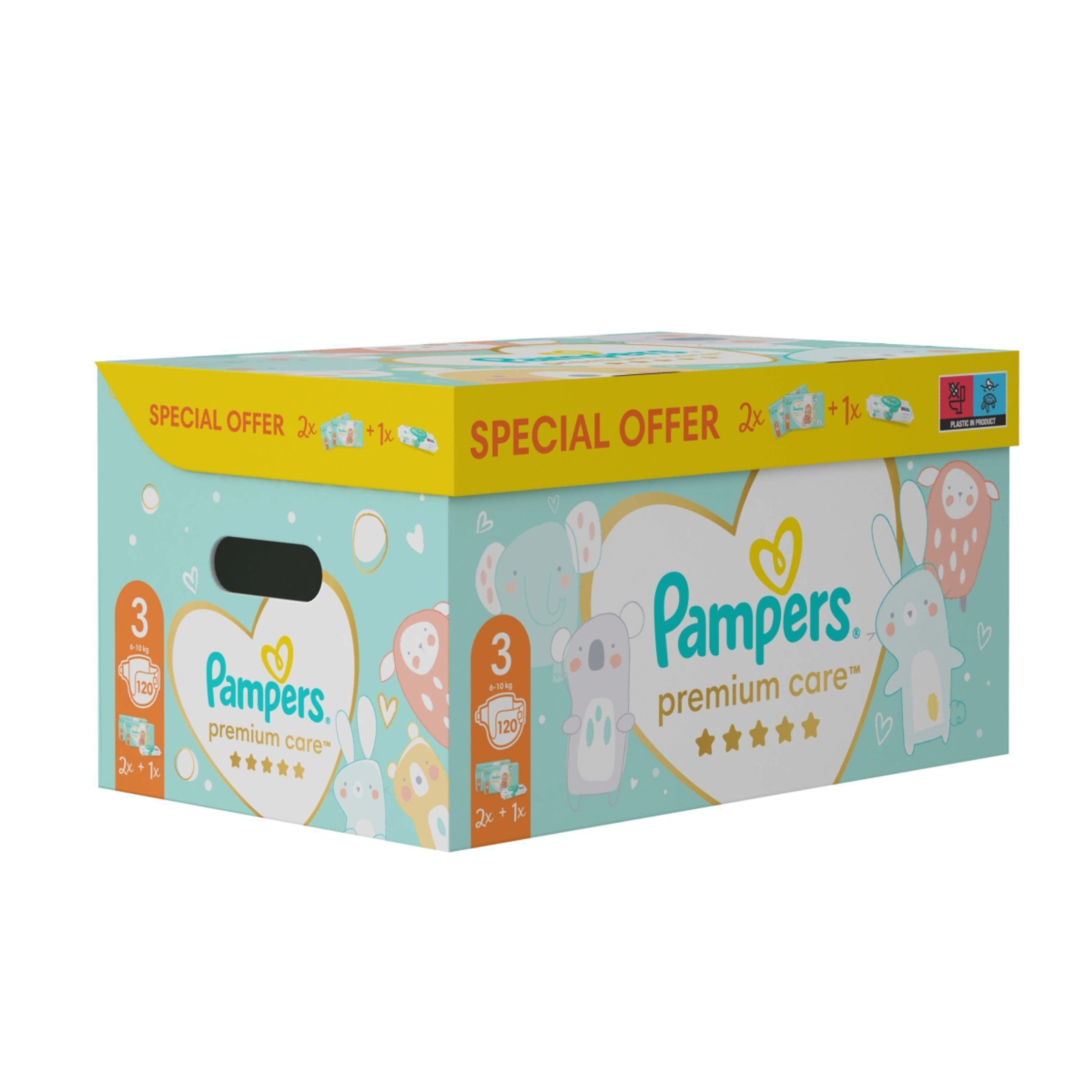 Pampers Premium Care Nappy pelenka 3-as méret 2x60 db, 6kg-10kg + törlőkendővel - 1 db-2