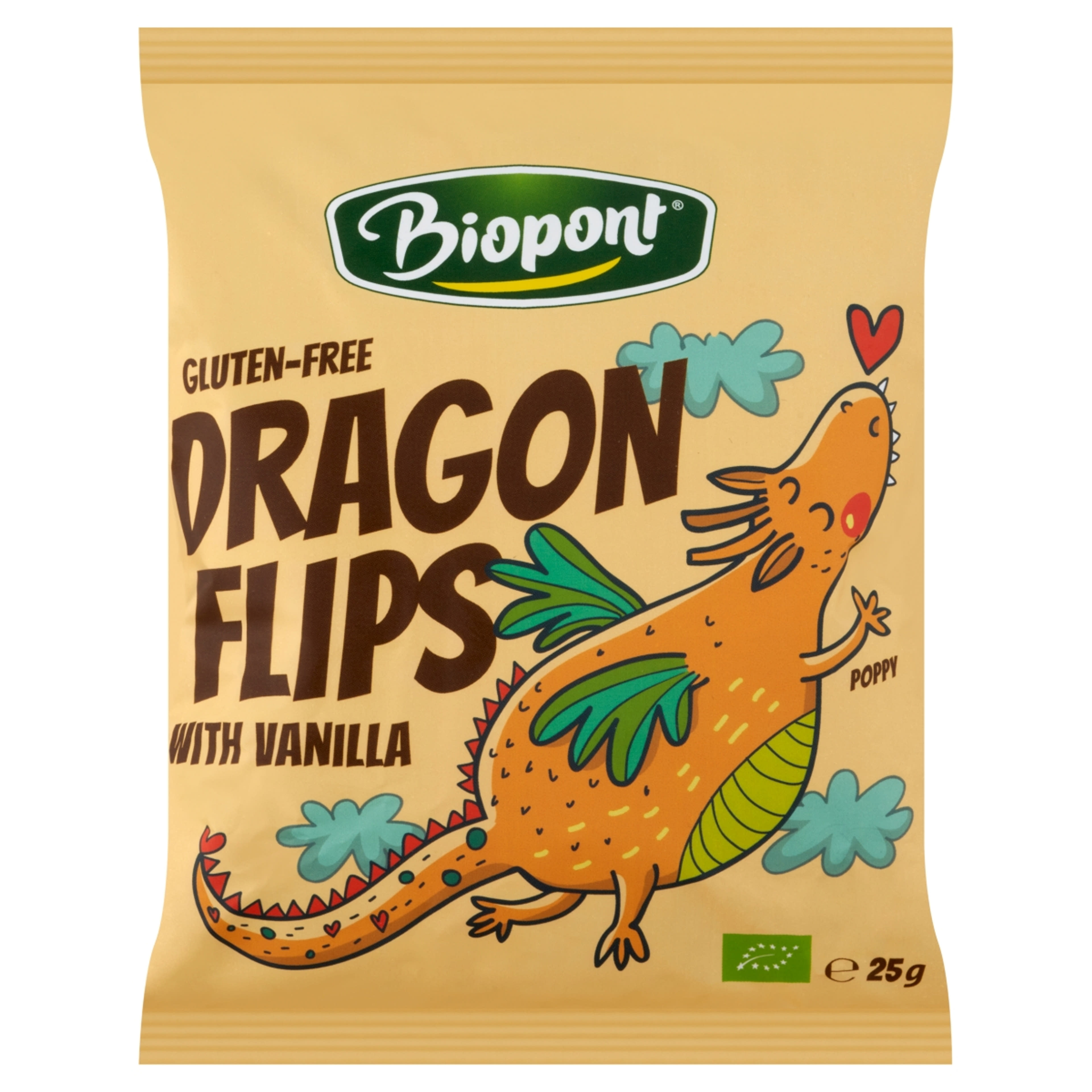 Biopont Dragon Flips Bio kukorica snack valódi vaníliával - 25 g