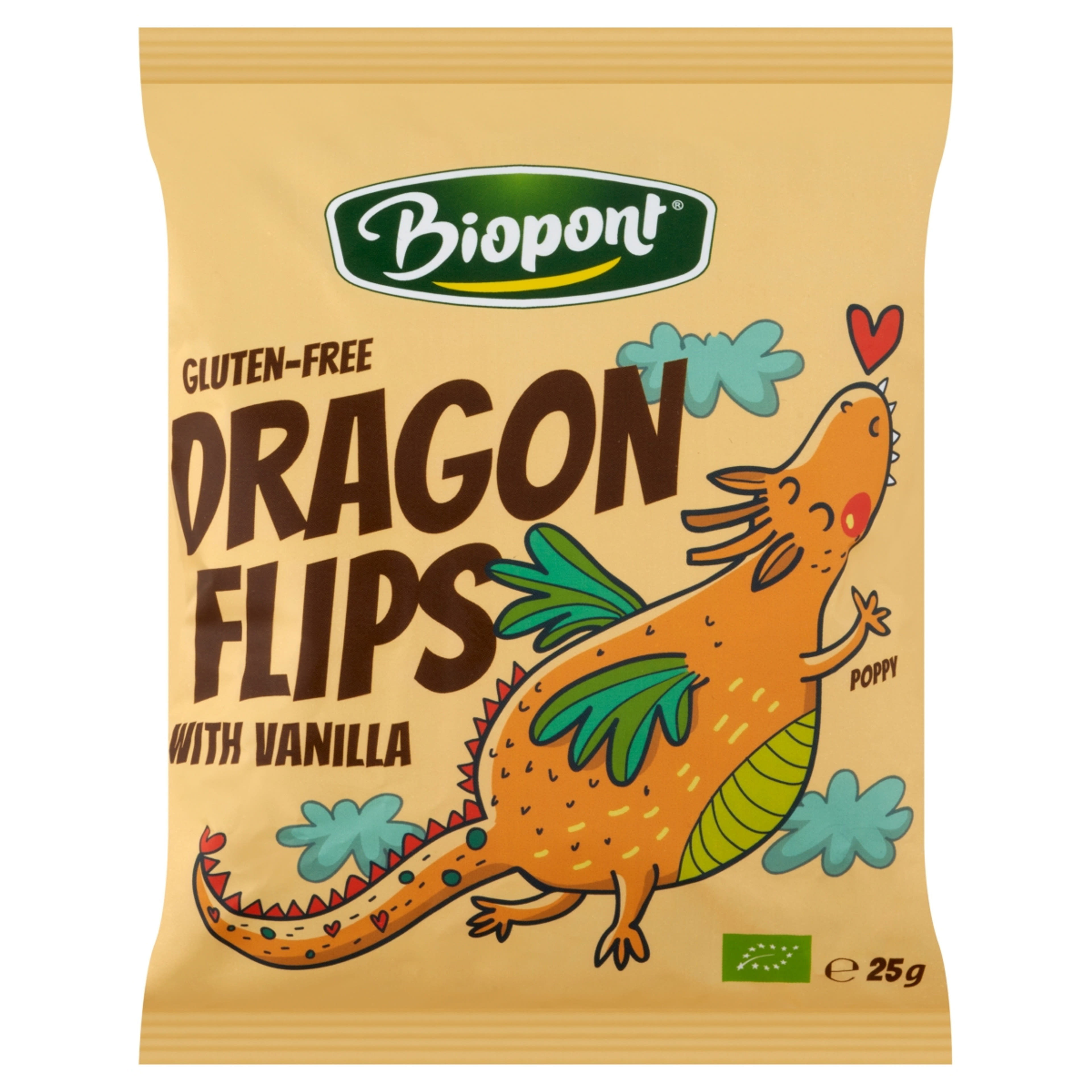 Biopont Dragon Flips Bio kukorica snack valódi vaníliával - 25 g-1