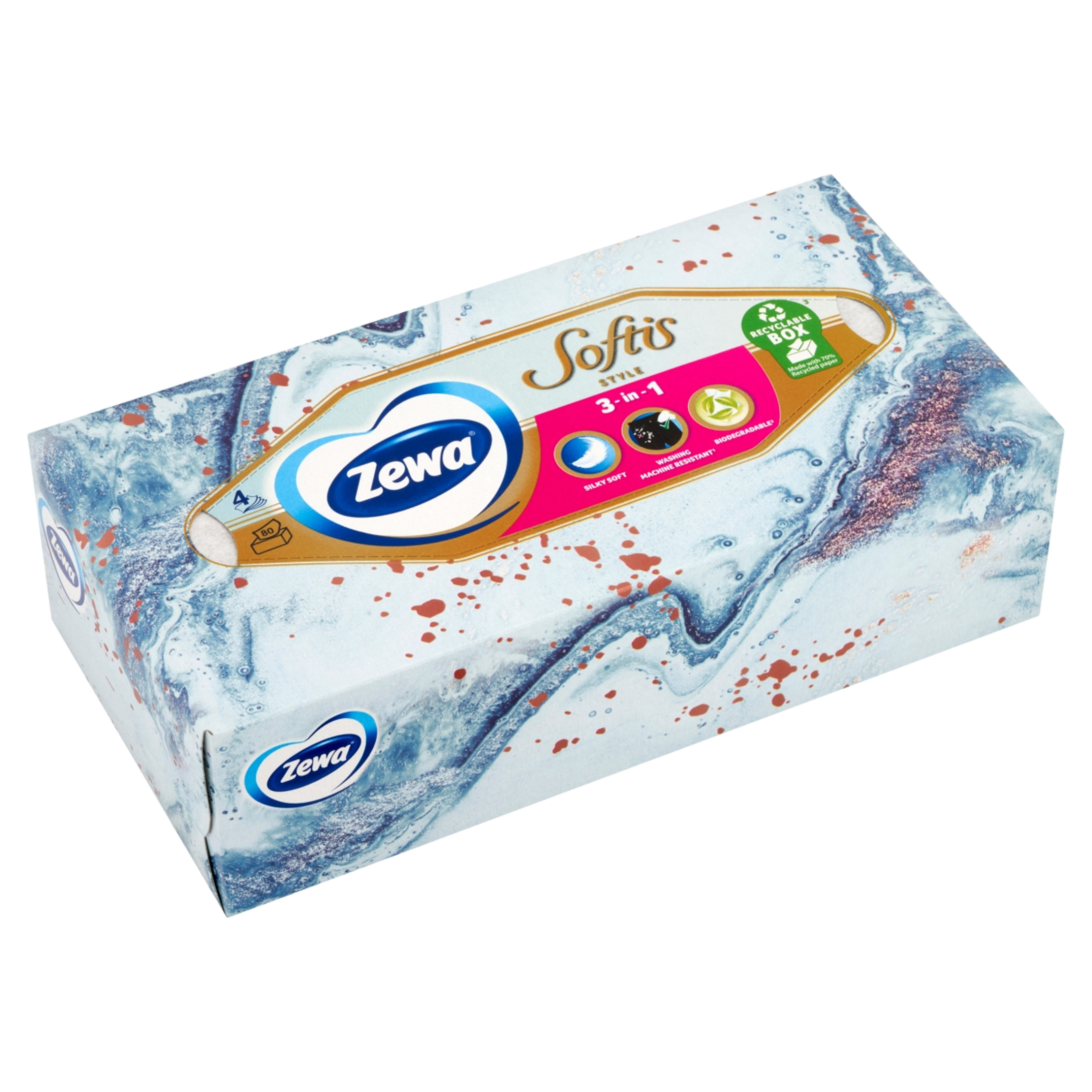 Zewa Softis 4 Rétegű Dobozos Papírzsebkendő - 80 db-2