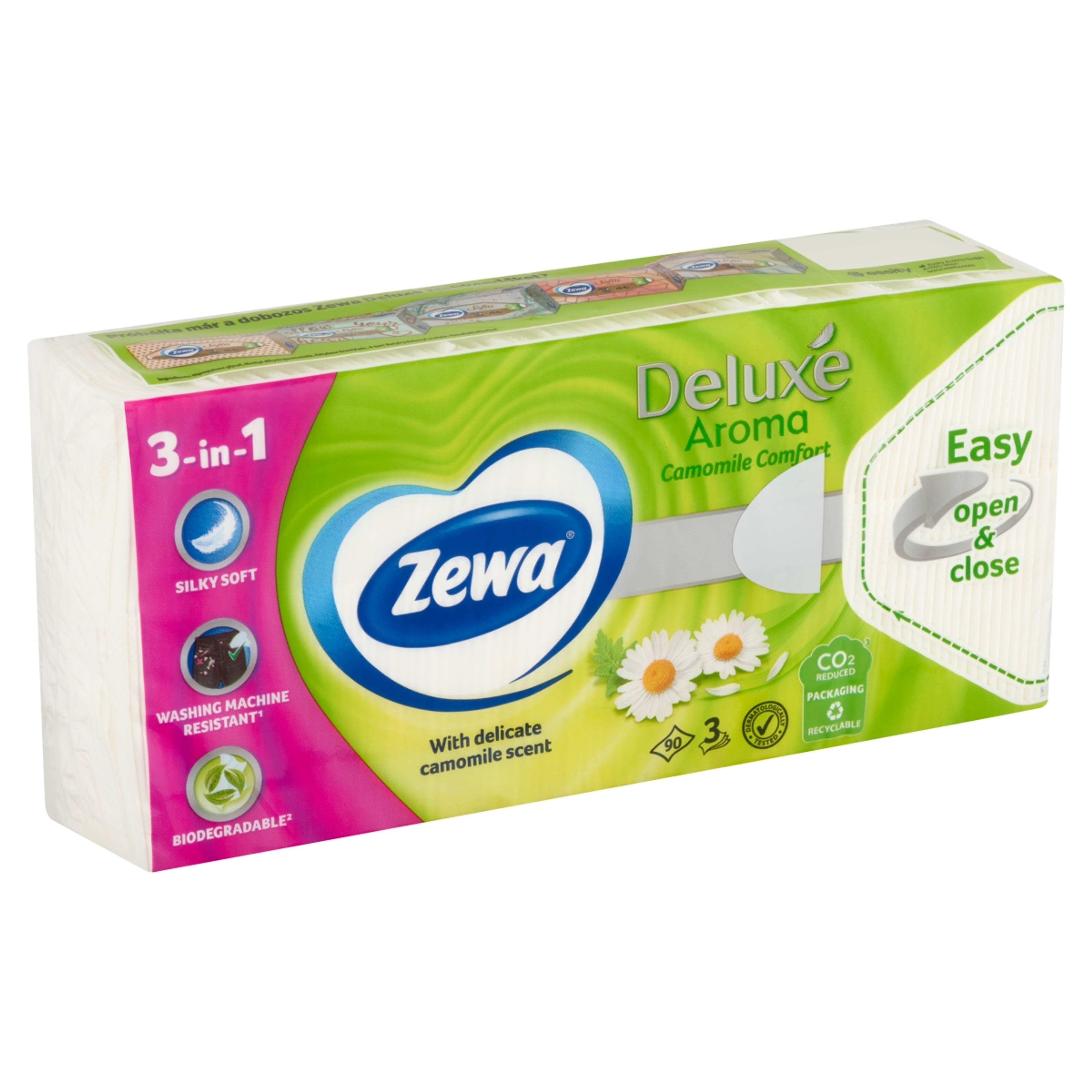 Zewa Deluxe Camomile 3 Rétegű Kamilla Illatú Papírzsebkendő - 90 db-2