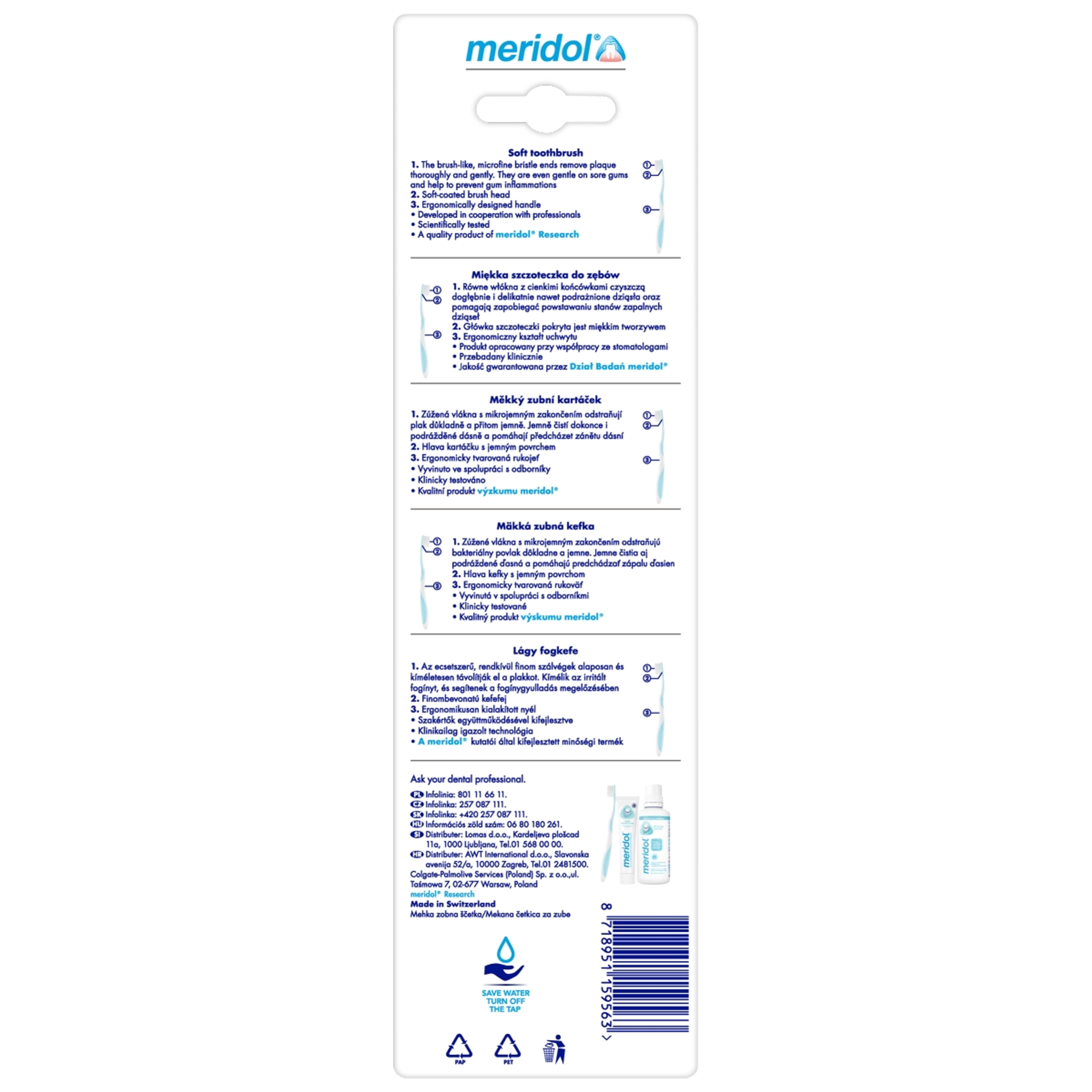 Meridol lágy sörtéjű fogkefe - 3 db-4