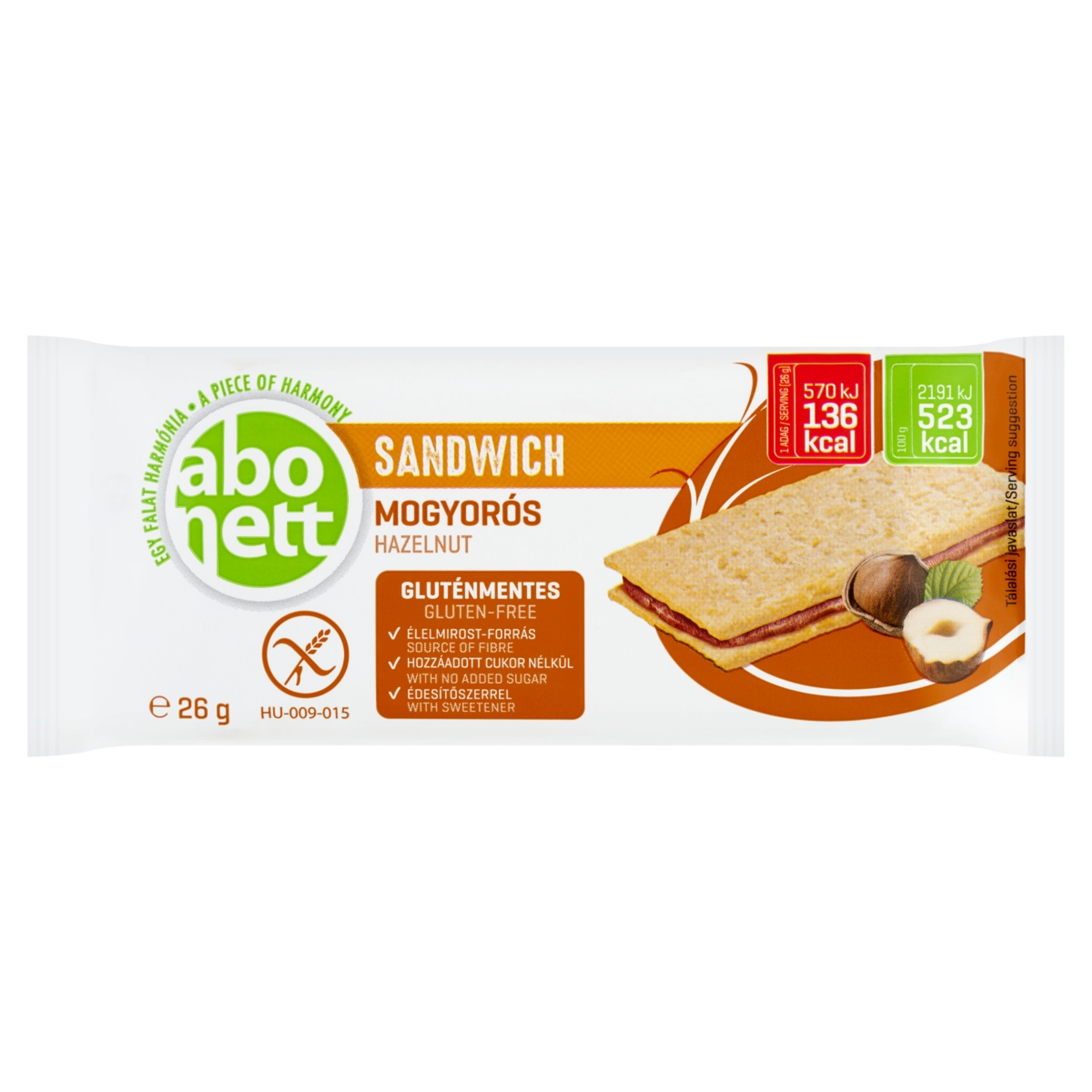 Abonett gluténmentes sandwich törökmogyorós - 26 g-1