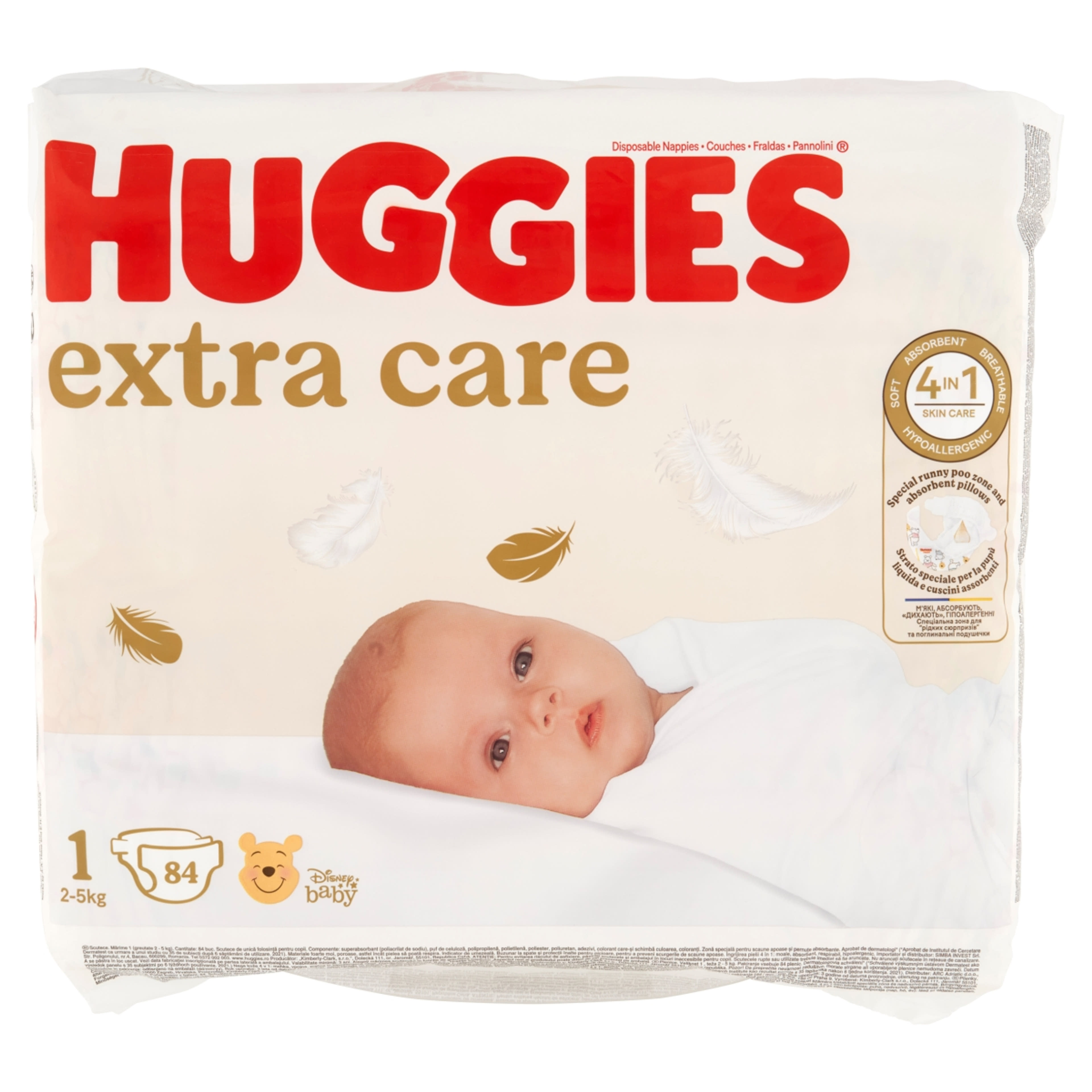 Huggies Extra Care 1 újszülött nadrágpelenka 3-5 kg - 84 db-1