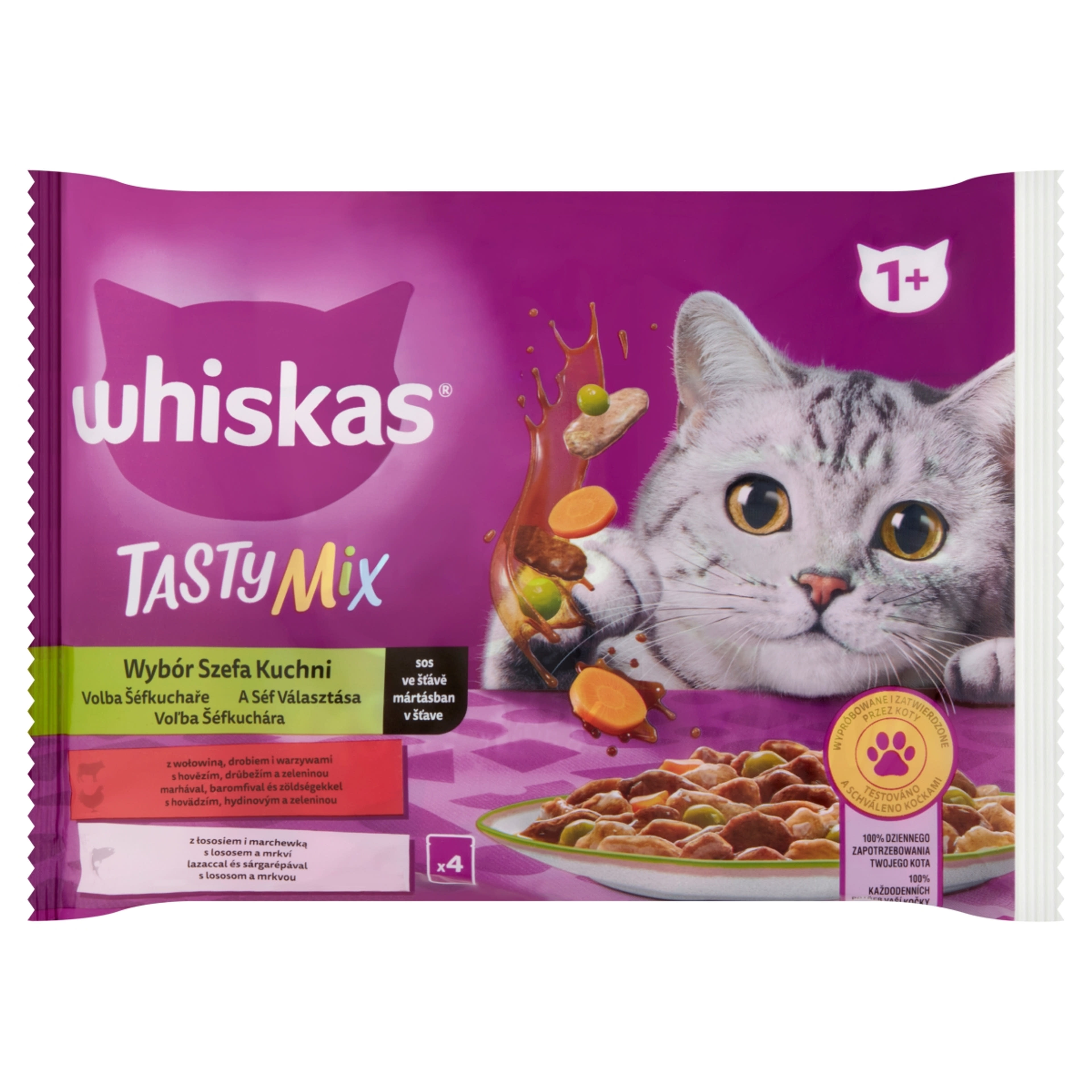 Whiskas Tasty Mix teljes értékű nedves eledel felnőtt macskáknak 4 x 85 g - 340 g-1