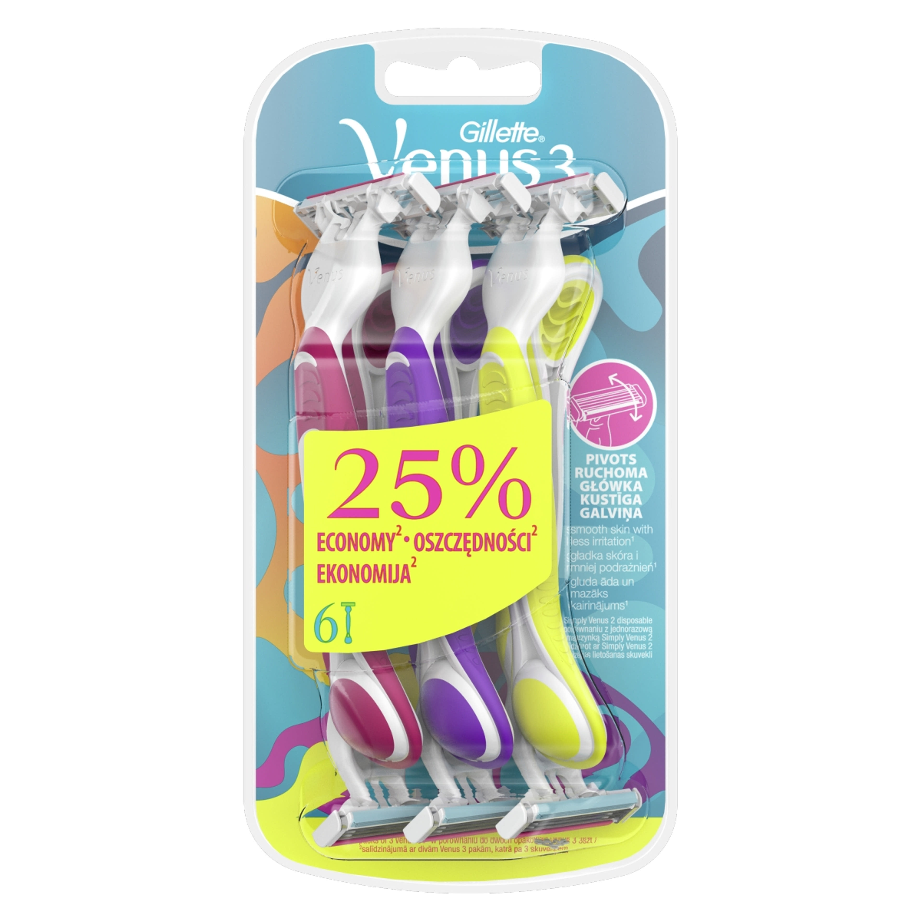 Gillette Venus3 eldobható borotva 3 pengés - 6 db