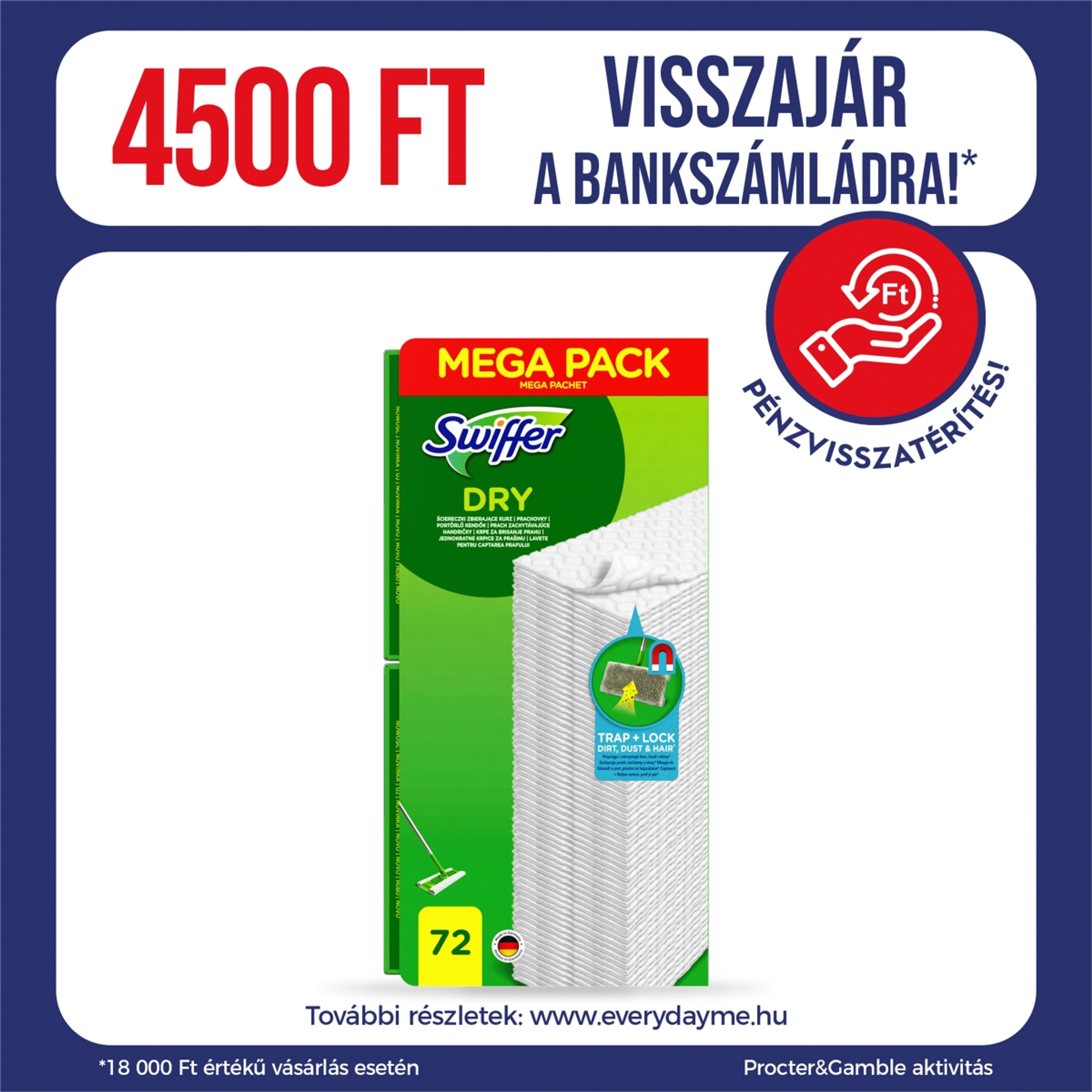 Swiffer Sweeper száraz padlótörlő utántöltő - 72 db