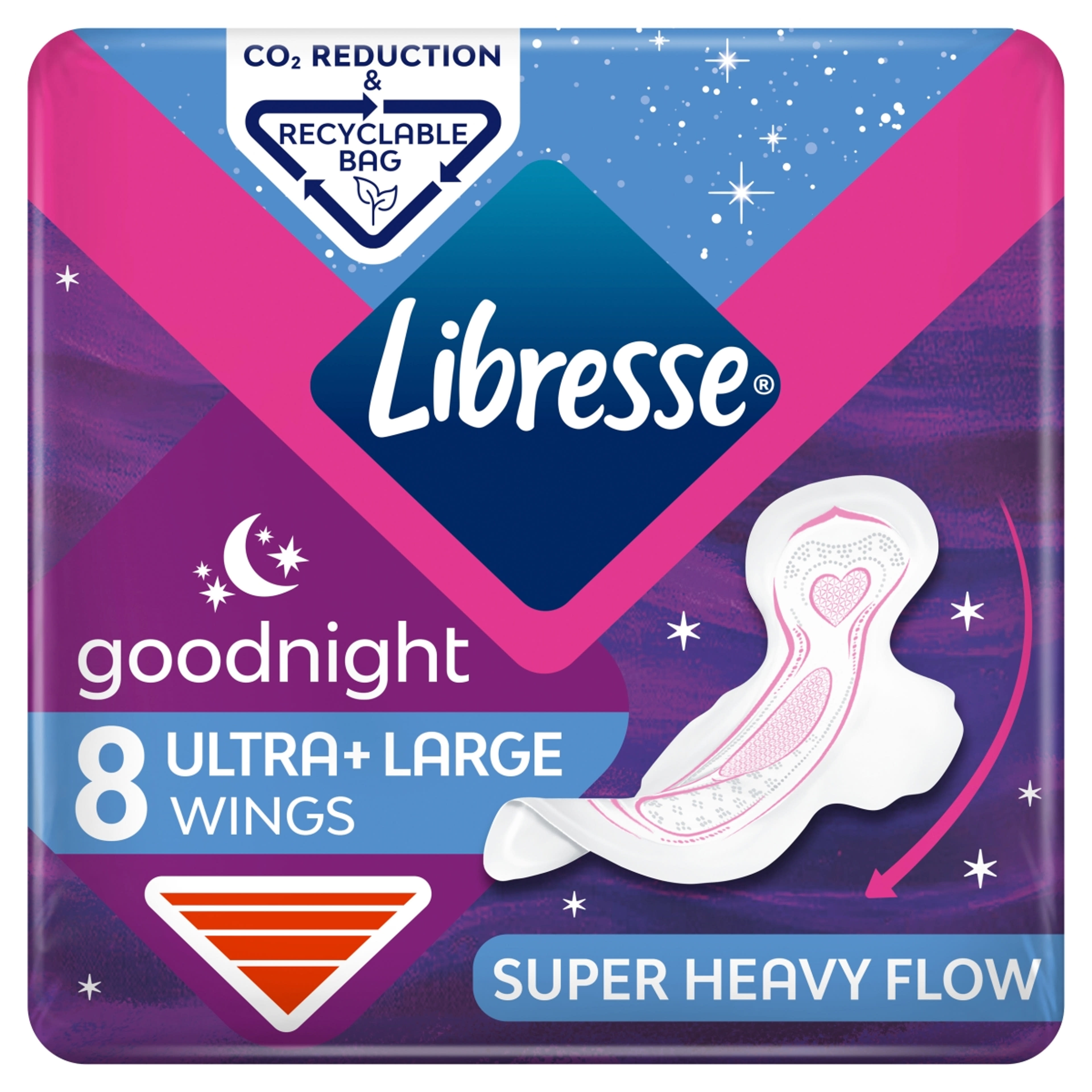 Libresse egészségügyi betét Ultra goodnight wing - 8 db-3