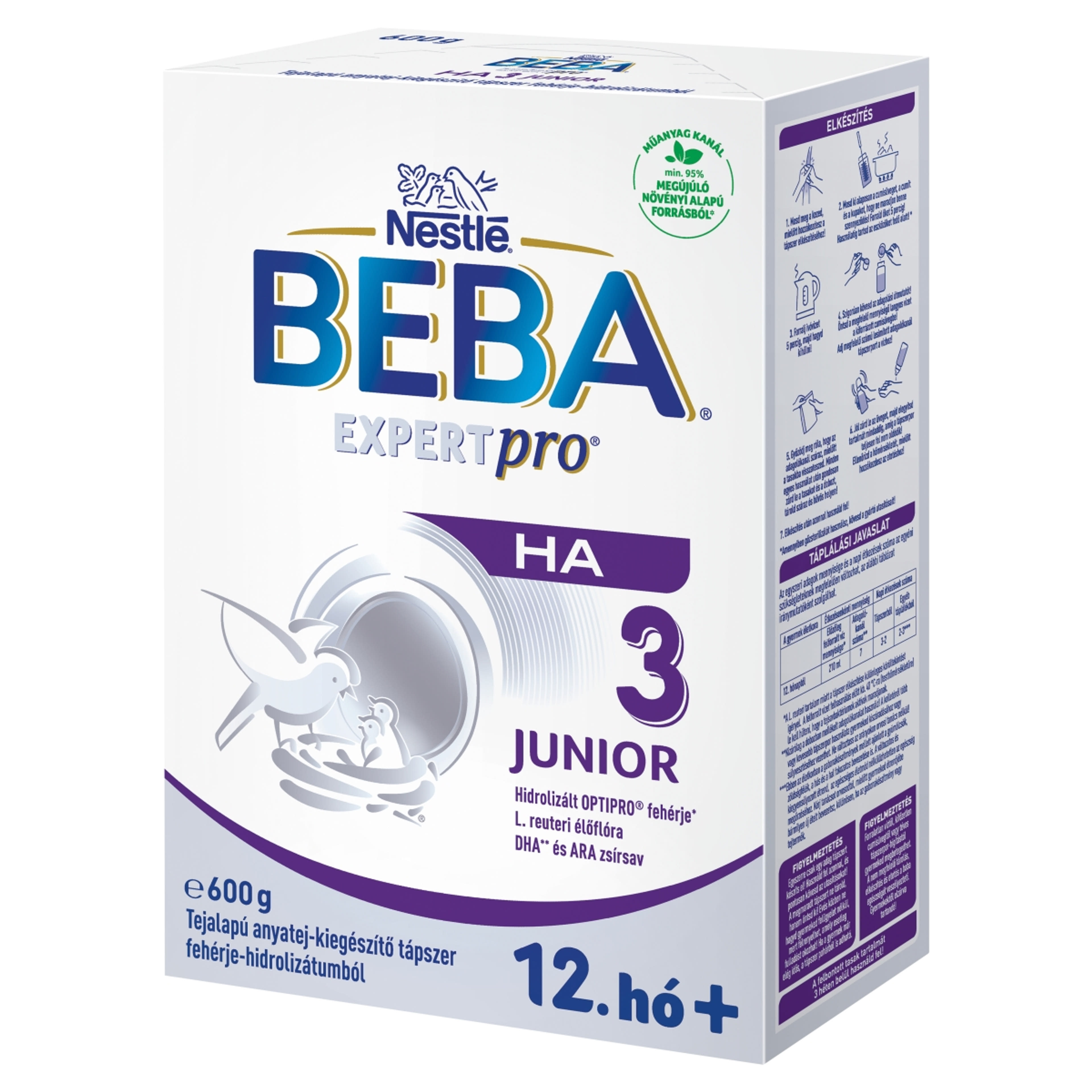 Beba Expertpro HA 3 Junior tejalapú anyatej-kiegészítő tápszer fehérje-hidrolizátumból 12.hónapos kortól - 600 g-2
