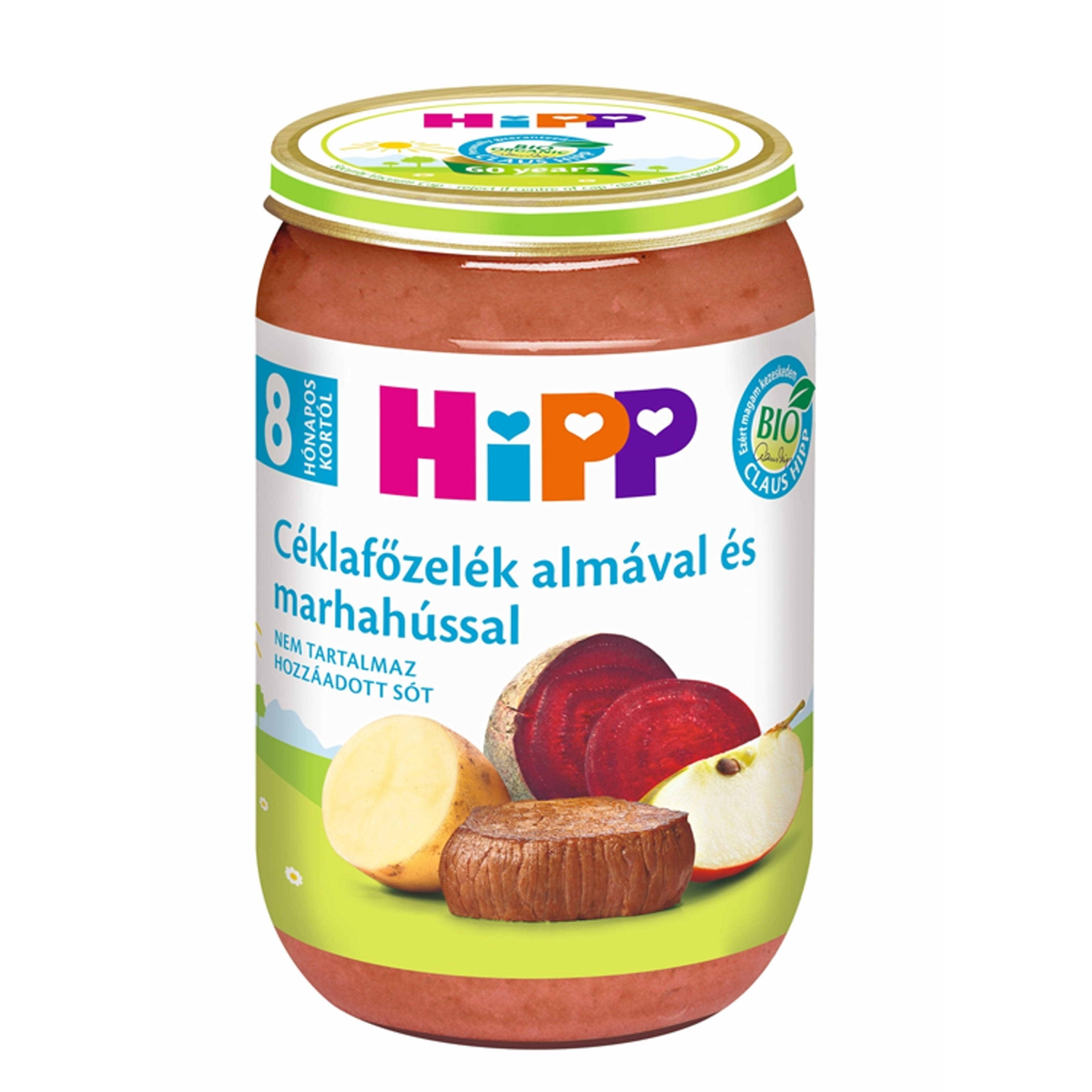 Hipp Bio bébiétel céklafőzelék almával és marhahússal 8 hónapos kortól - 220 g