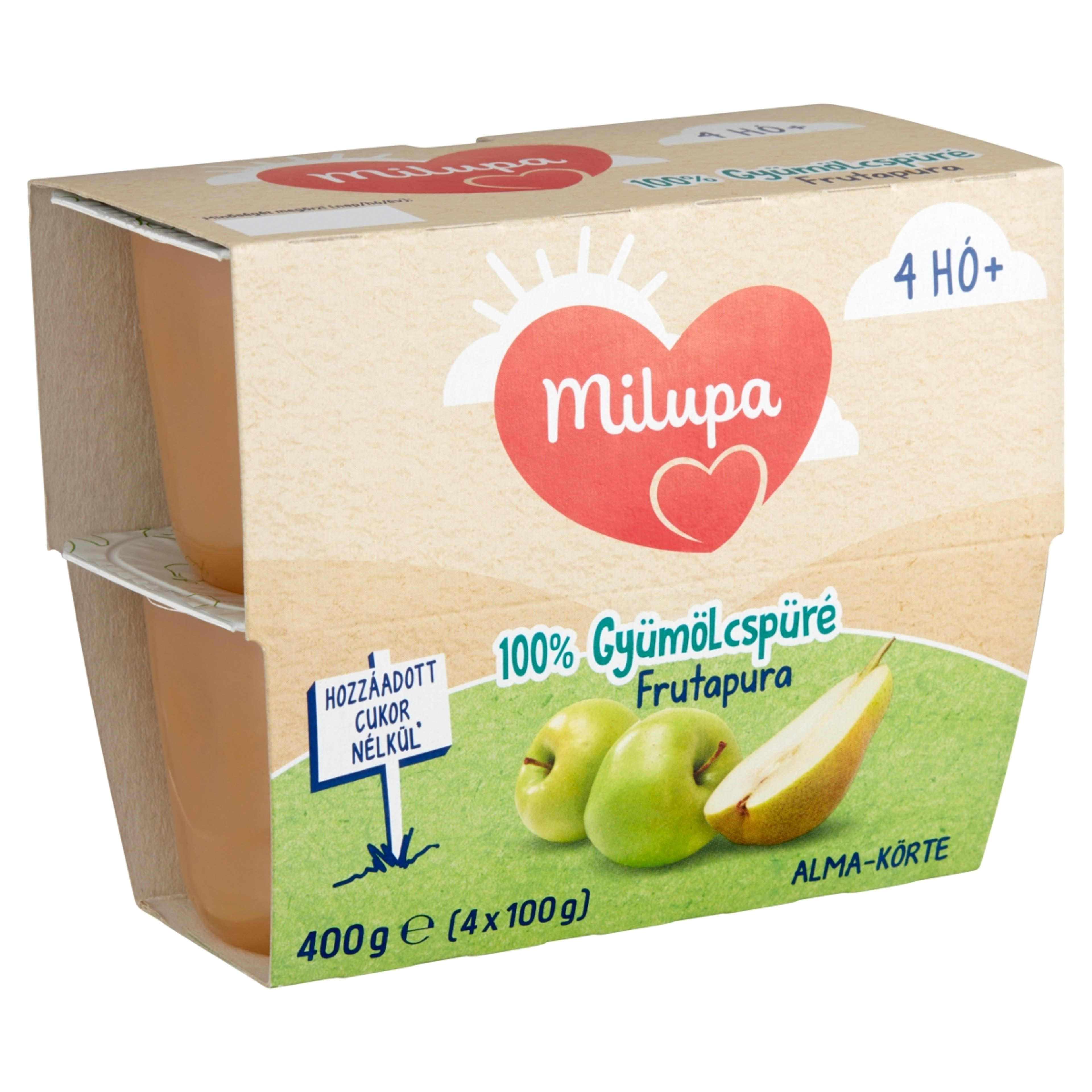 Milupa Frutapura alma-körte gyümölcspüré 4 hónapos kortól 4 x 100 g - 400 g-2