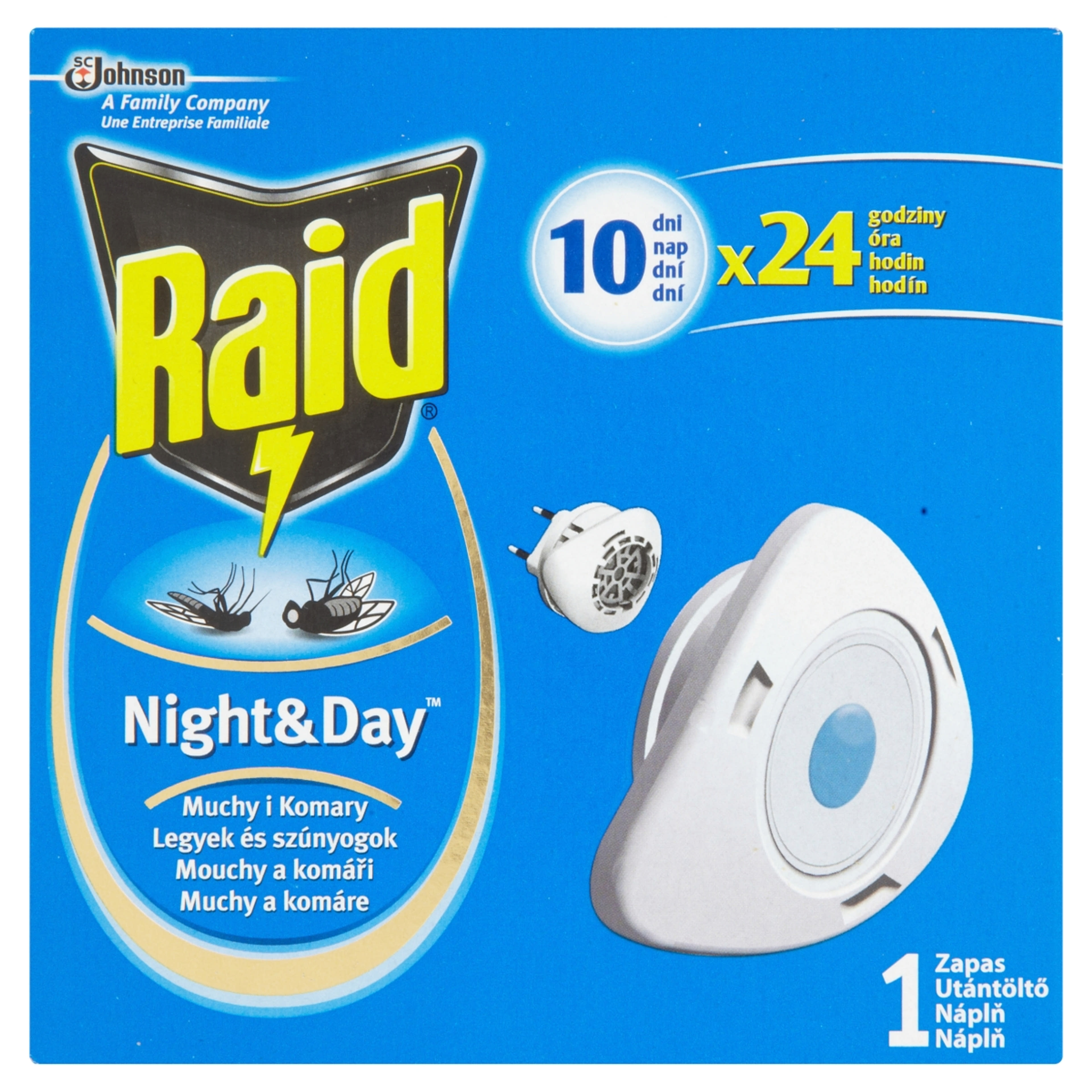 Raid Night & Day szúnyog,- légy,- és hangyairtó korong utántöltő - 1 db