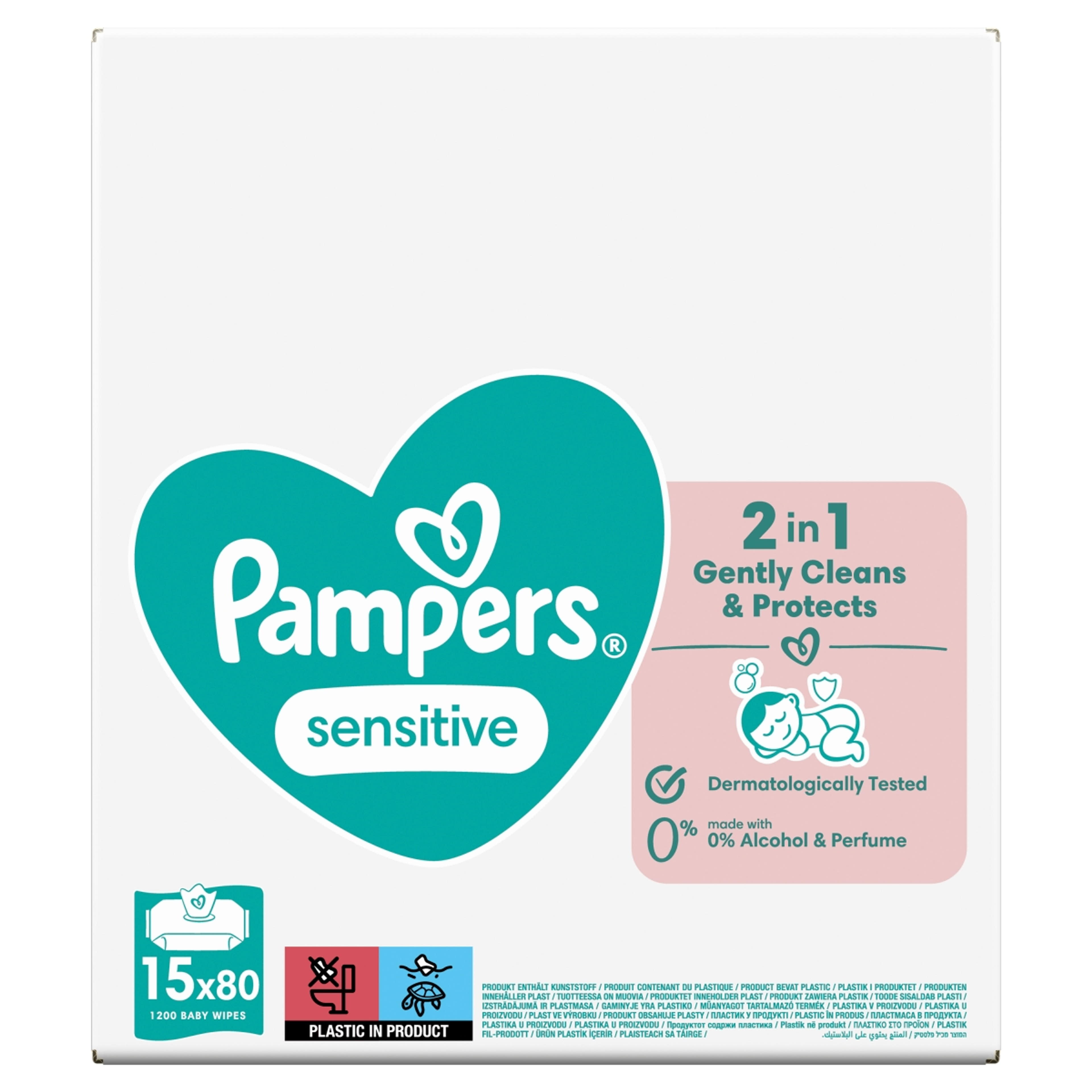 Pampers Sensitive törlőkendő (15x80 db) - 1200 db-1