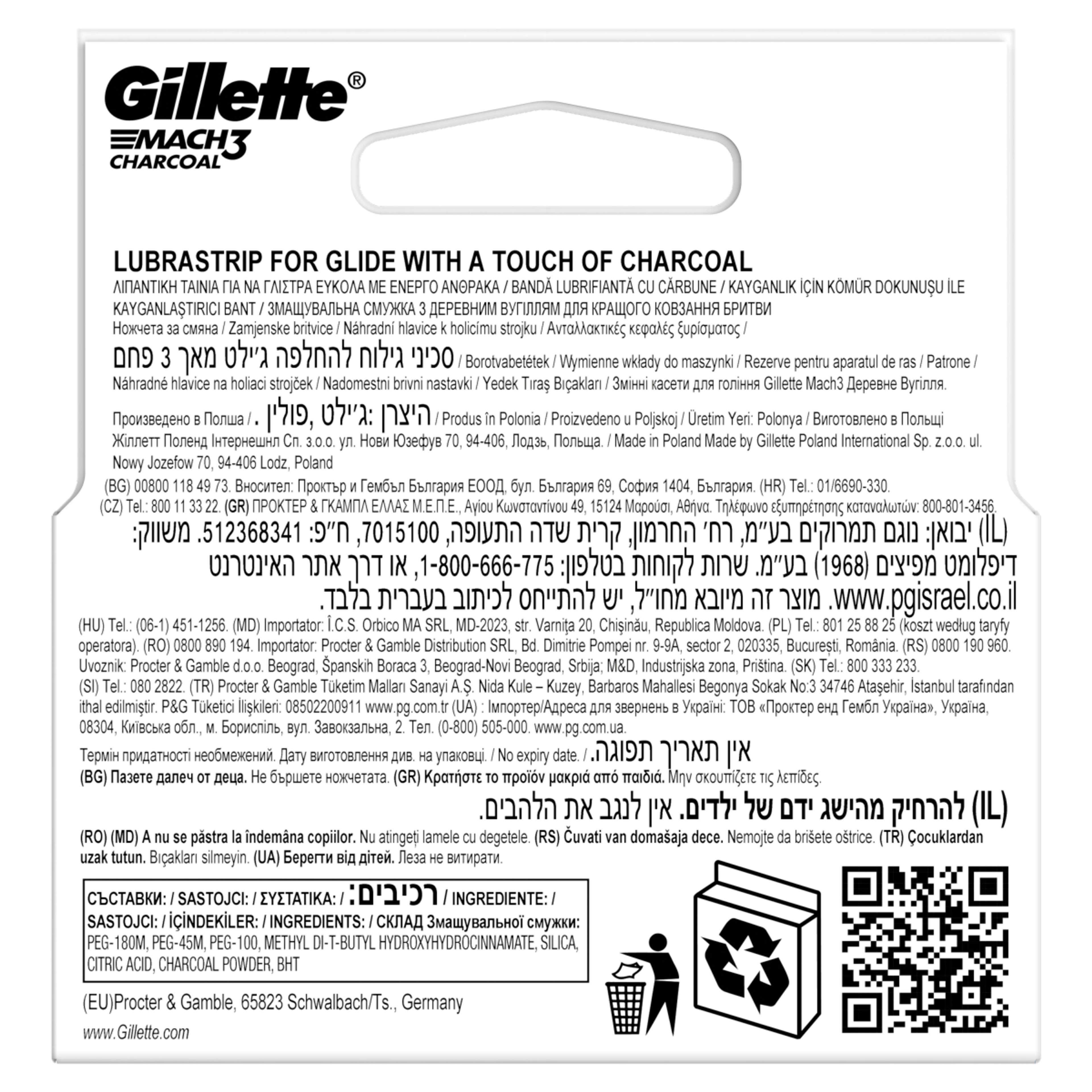 Gillette Mach3 Charcoal férfi borotva betét 3 pengés - 5 db-2