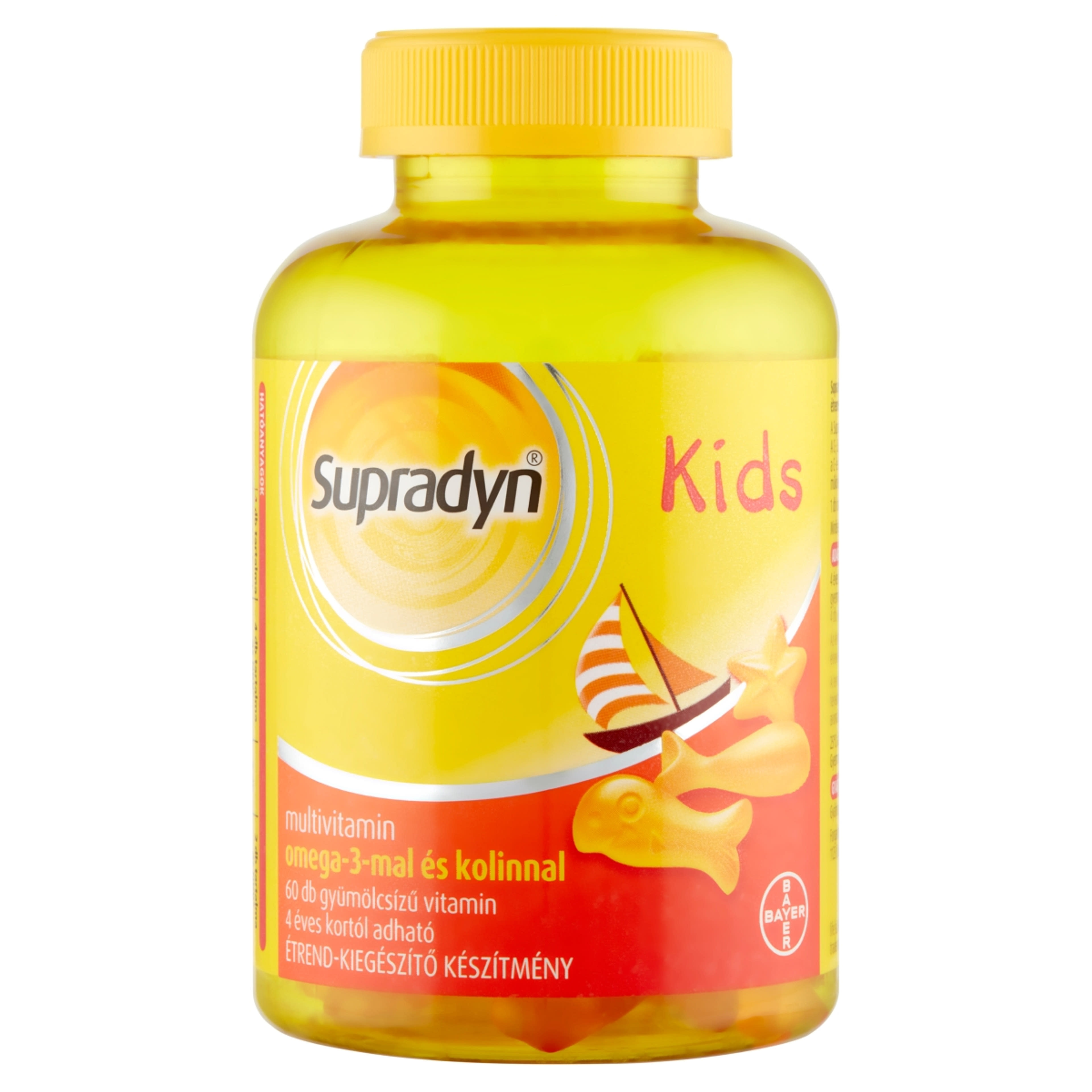 Supradyn Kids gyümölcsízű étrend-kiegészítő multivitamin omega-3-mal és kolinnal - 60 db
