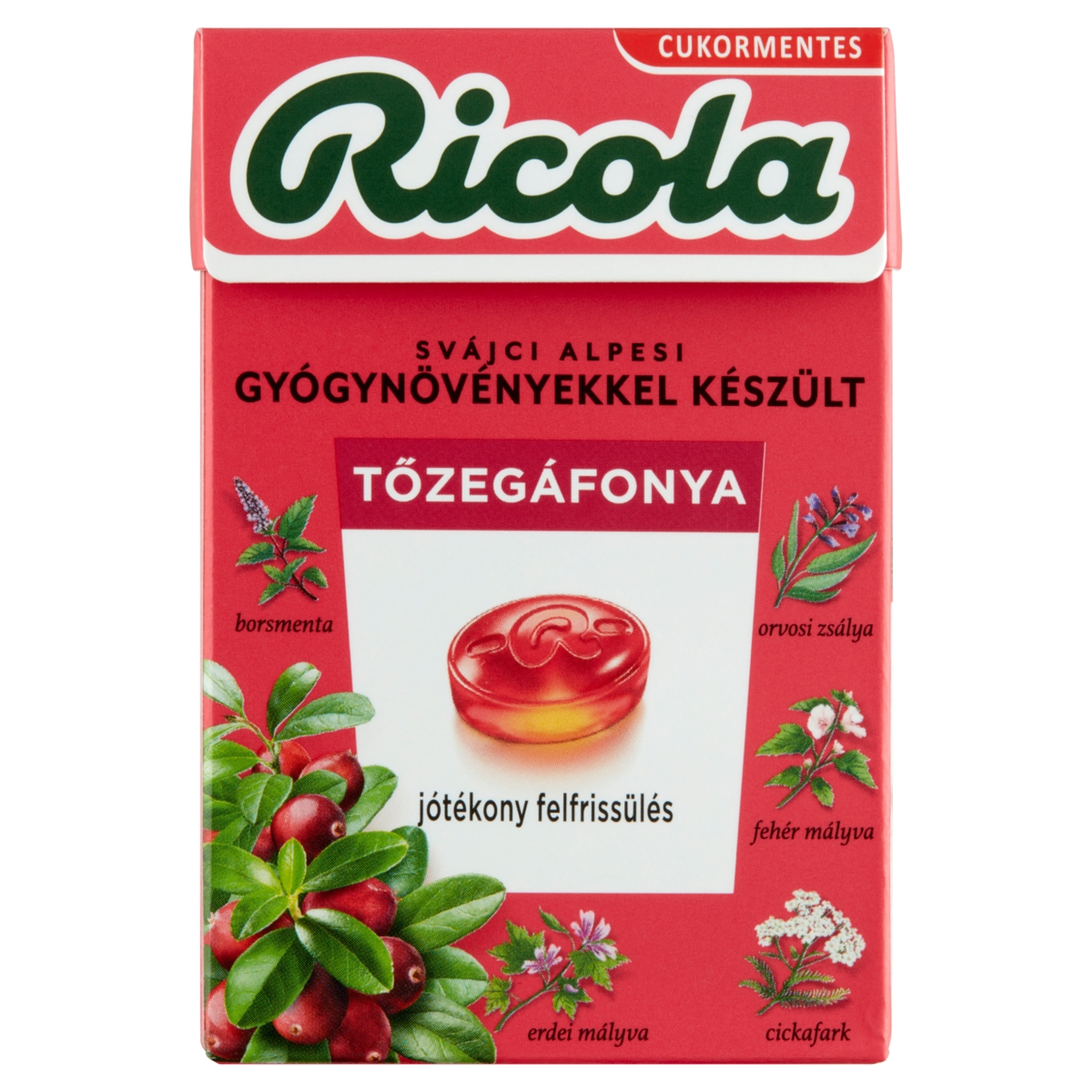 Ricola Áfonya cukormentes gyógynövény cukorka - 40 g