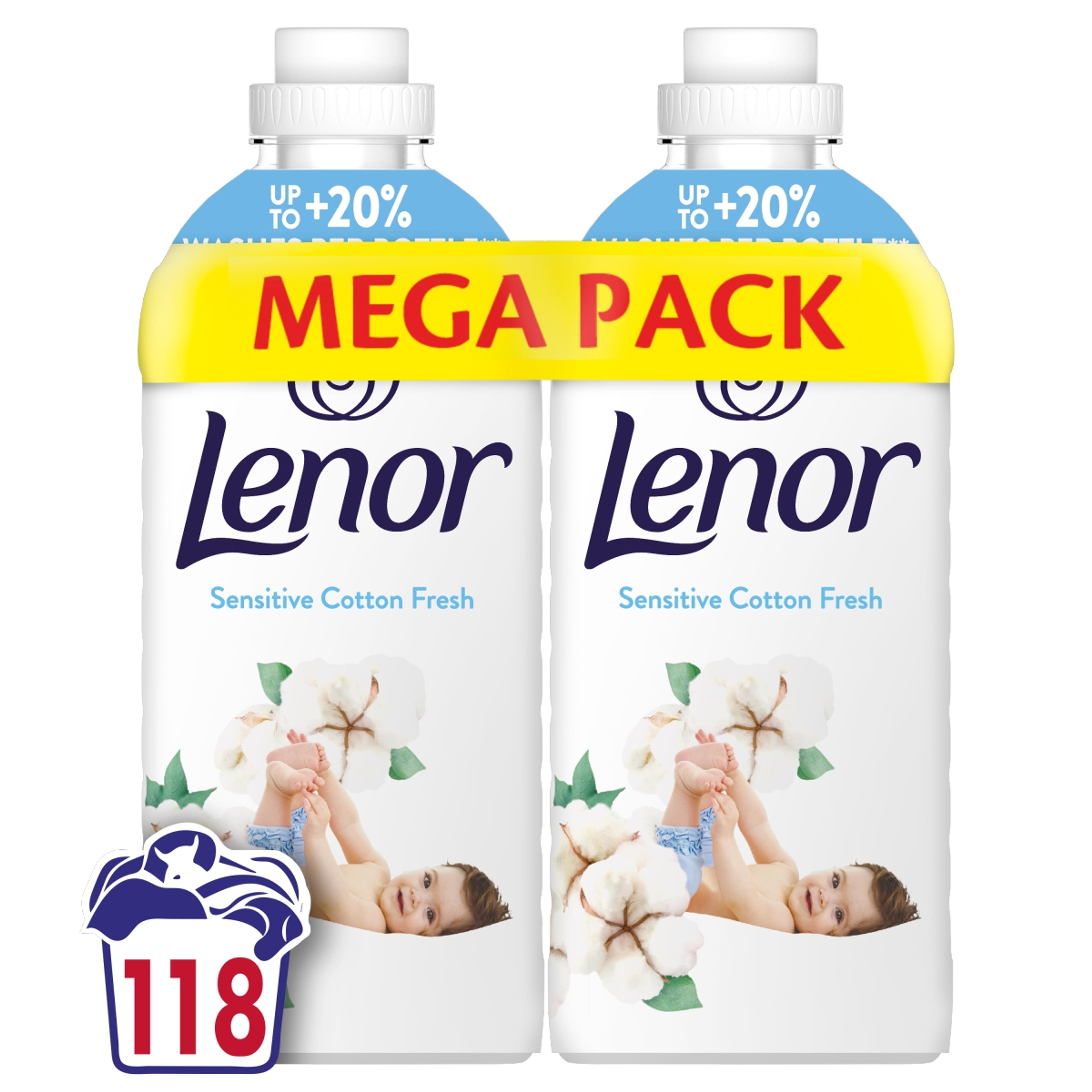 Lenor Sensitive Cotton Fresh öblítő duo 118 mosáshoz - 2478 ml-9