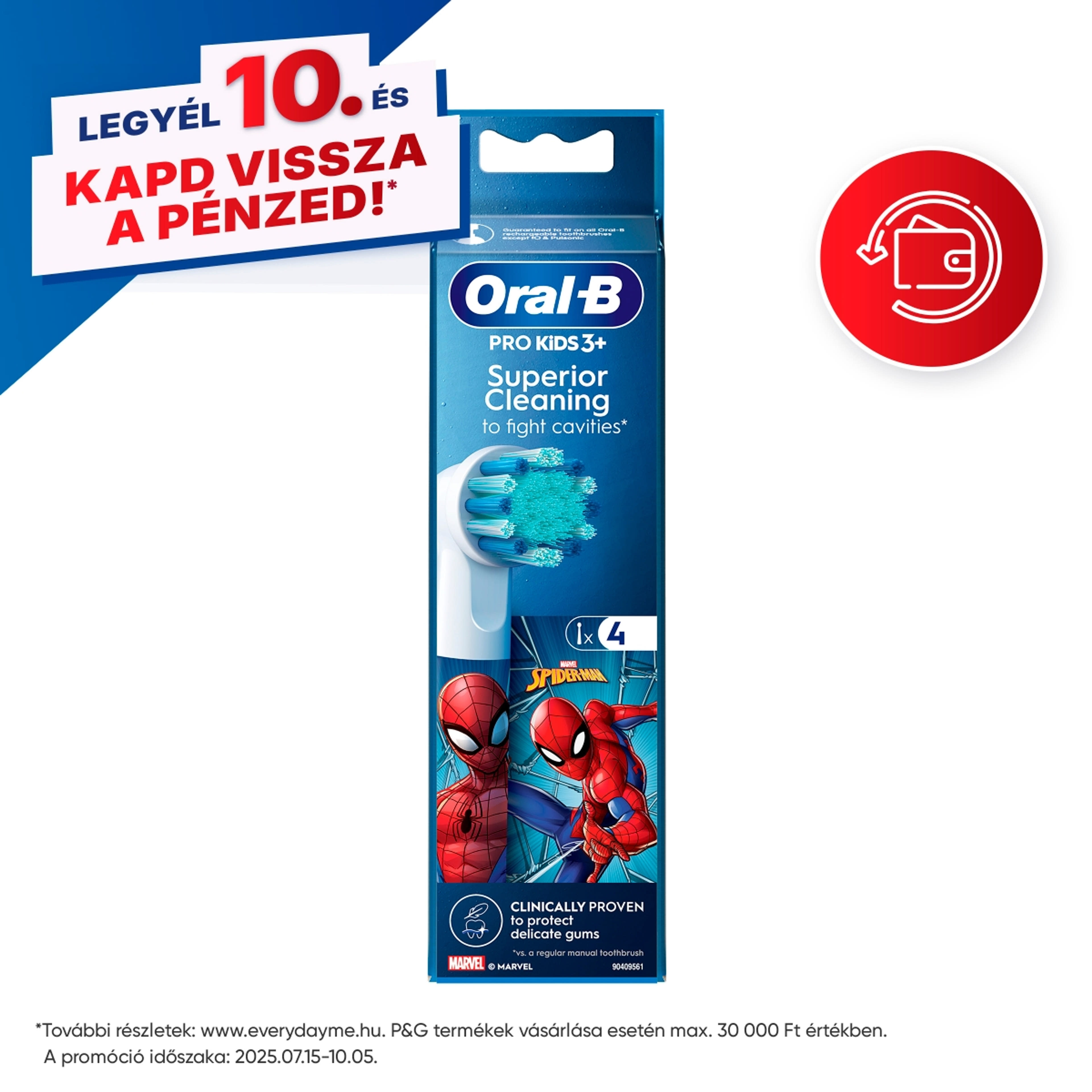 Oral-B Pro Kids Spiderman elektromos fogkefe pótfej - 4 db