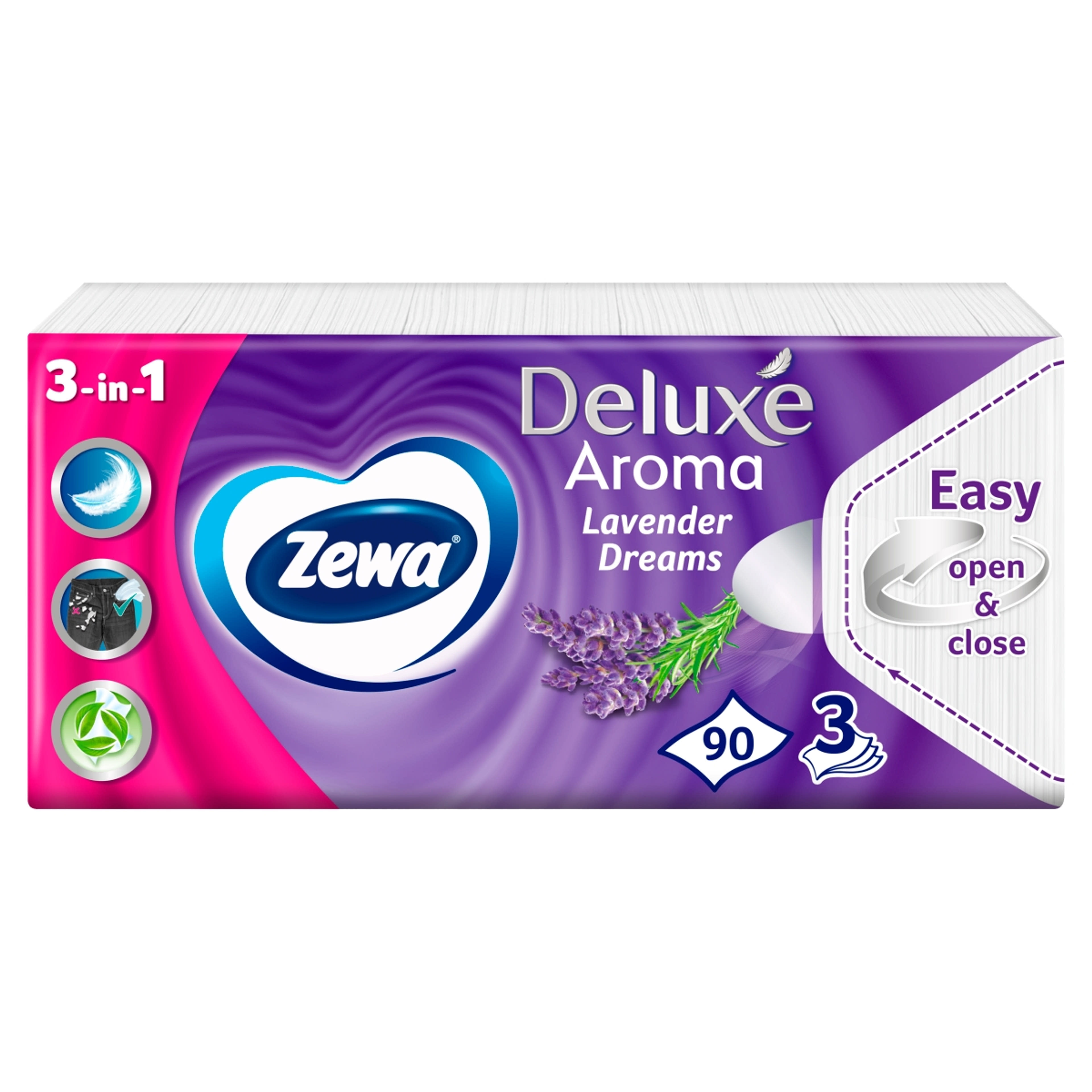 Zewa Deluxe Lavender Dreams papír zsebkendő 3 rétegű - 90 db-7