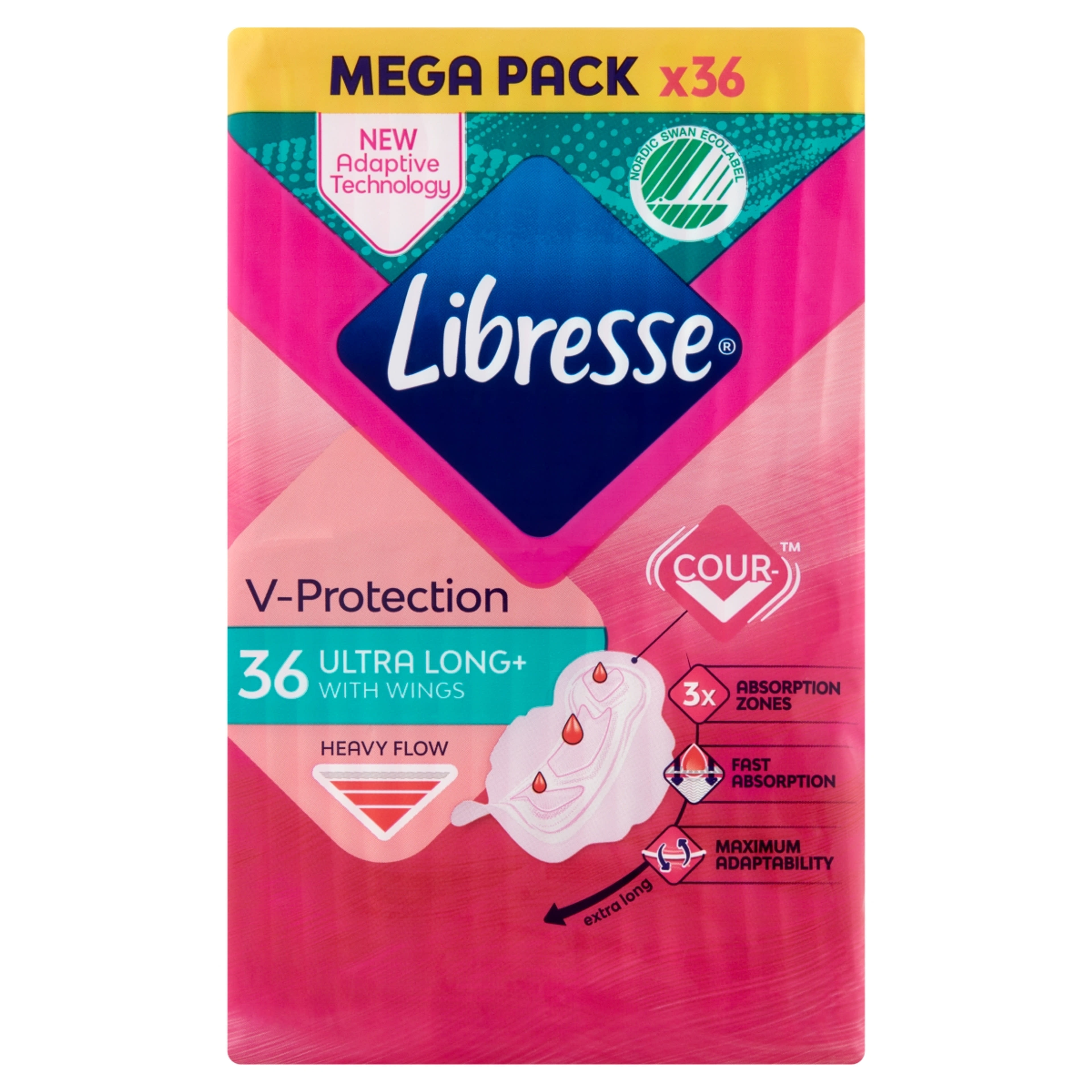 Libresse Ultra Long+ V-Protection egészségügyi betét - 36 db-1