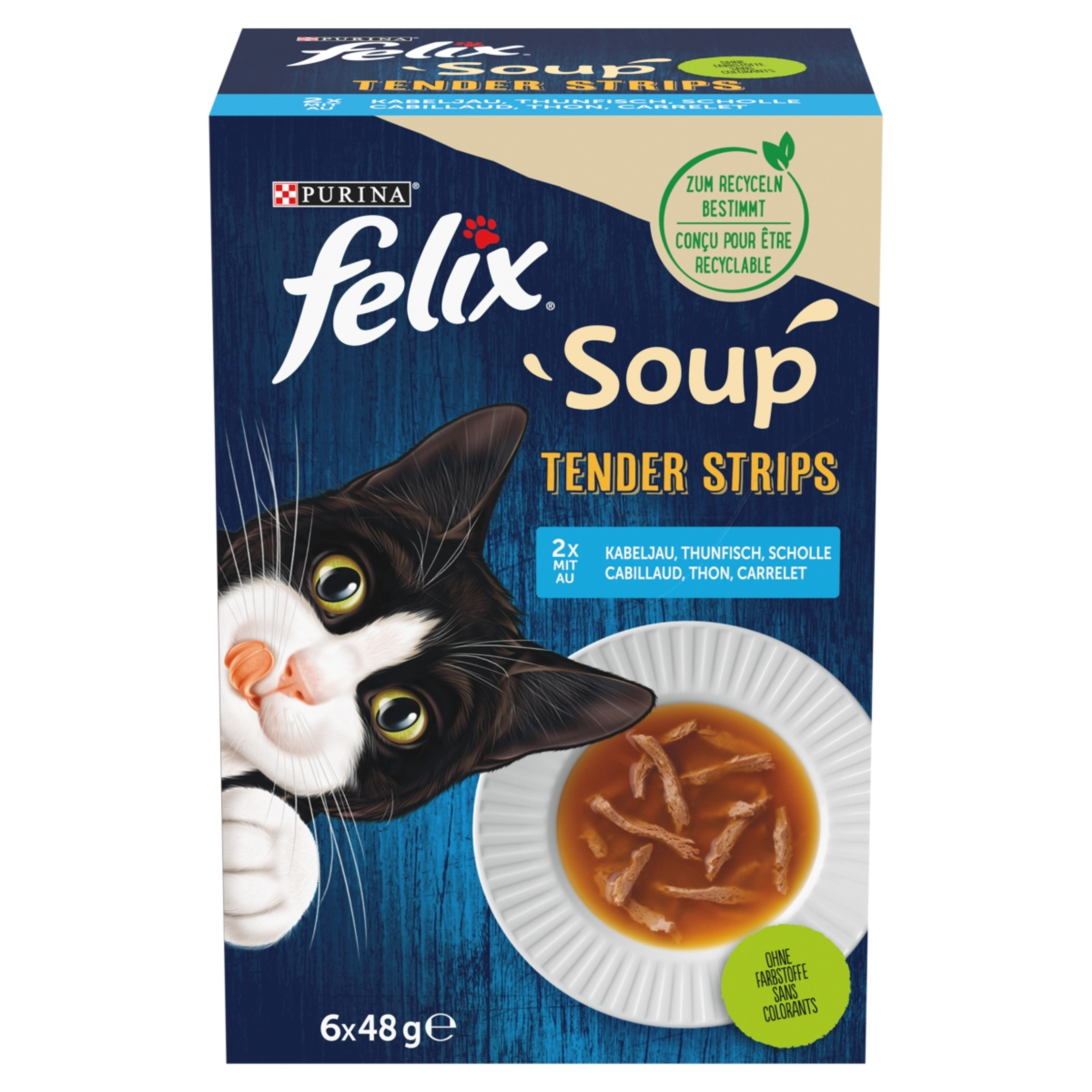 Felix Soup Tender Strips alutasak macskáknak halas 6 x 48 g - 288 g