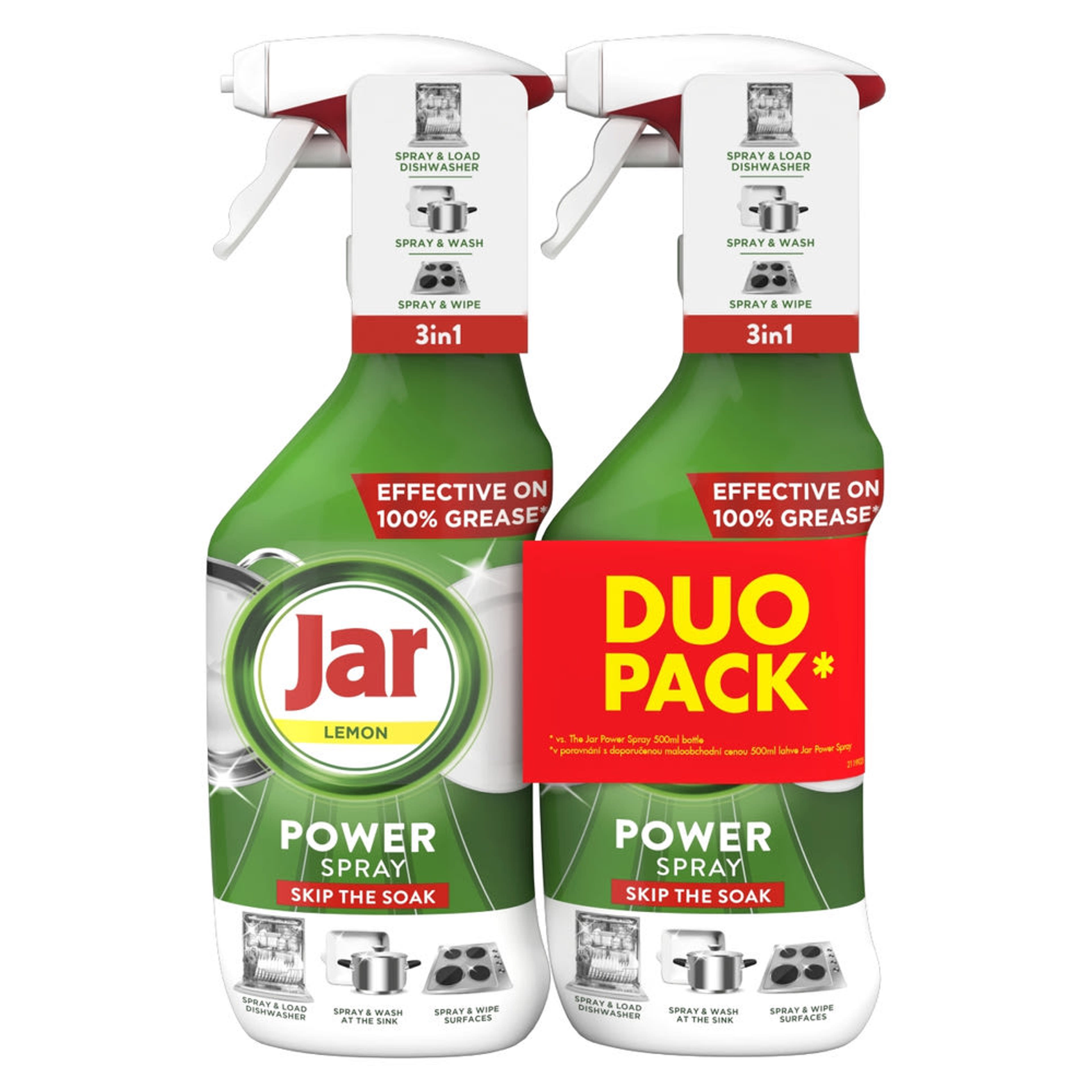 Jar Power Spray Citrom kézi mosogatószer duo - 1000 ml