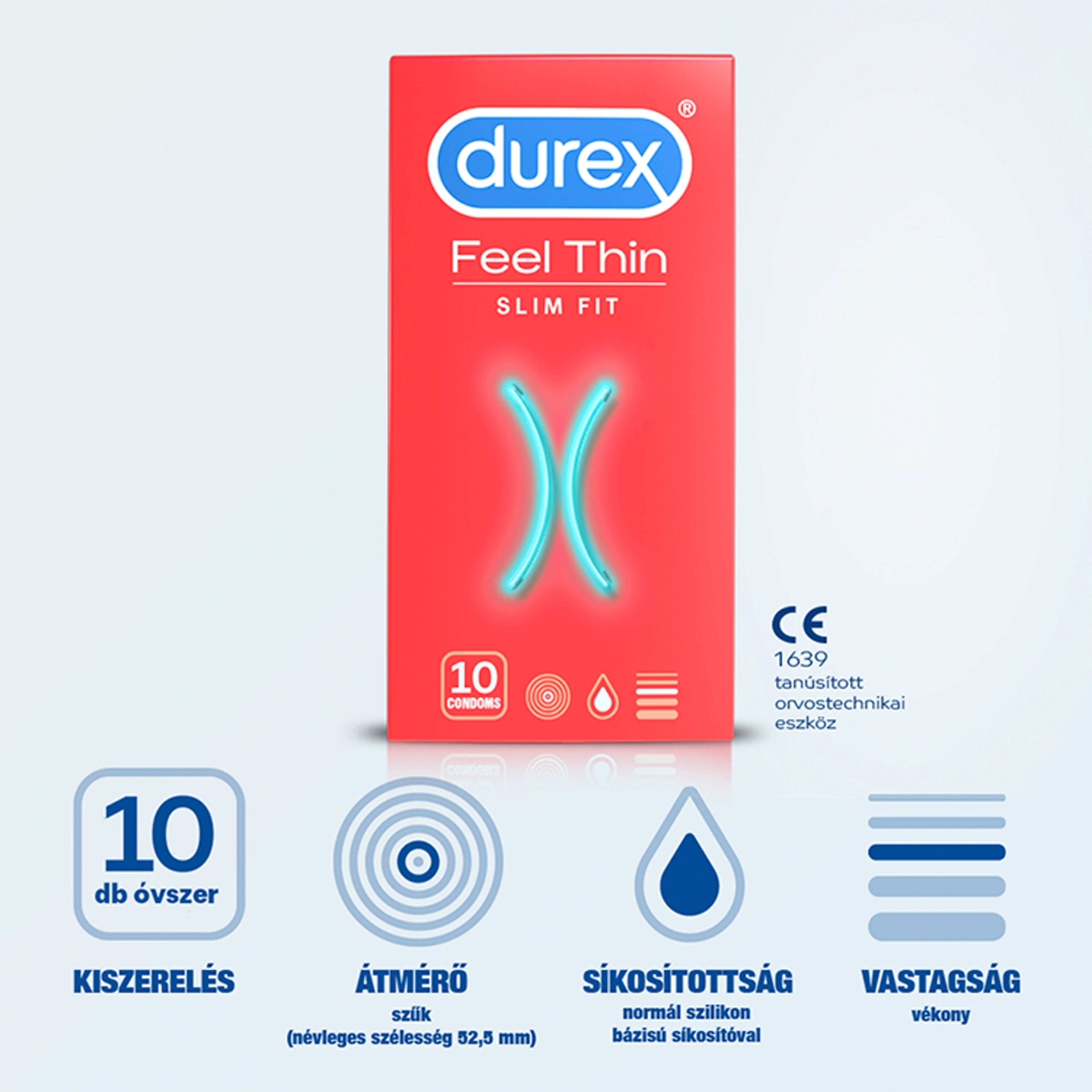 Durex óvszer feel thin slim fit - 10 db-3