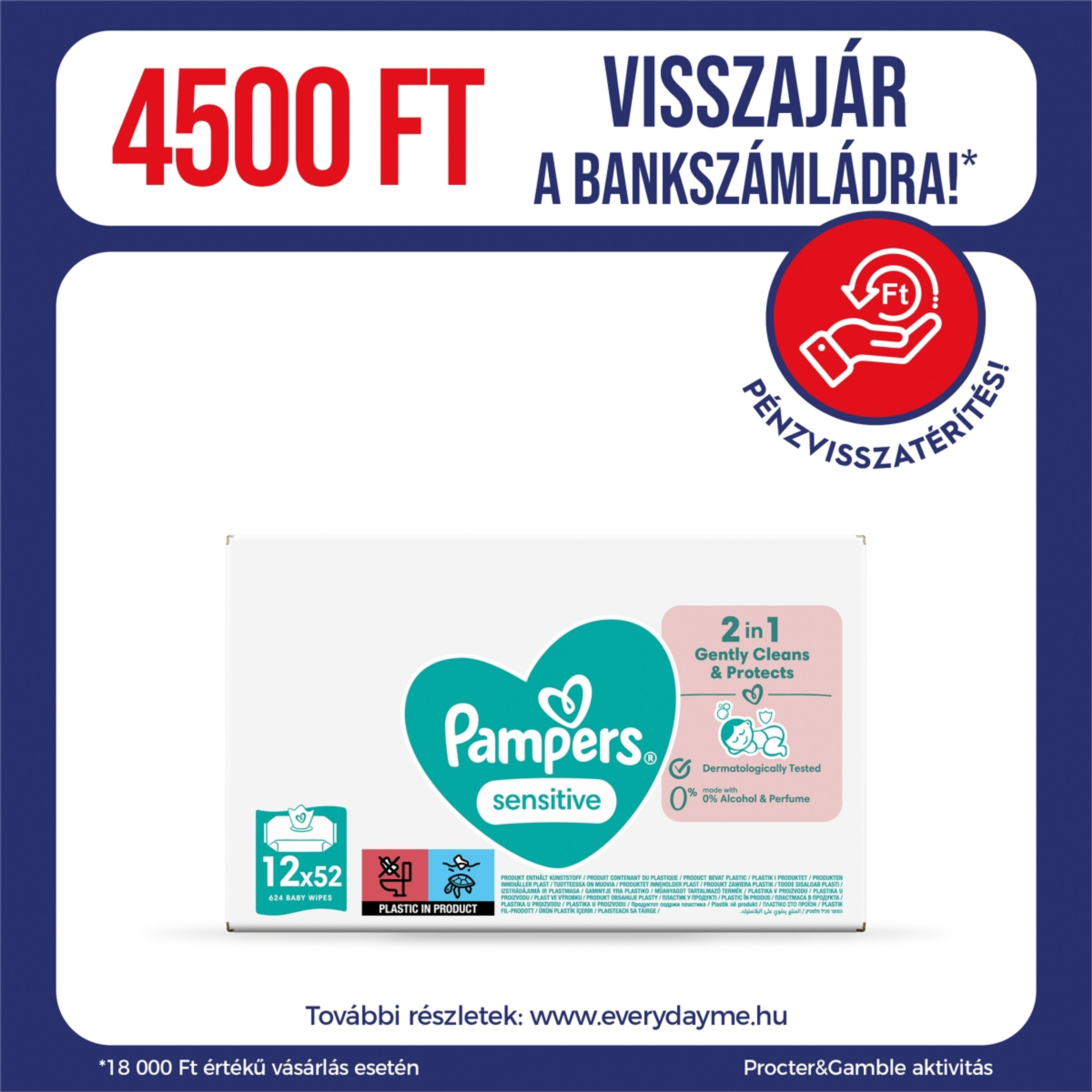 Pampers törlőkendő sensitive (12*52) - 624 db