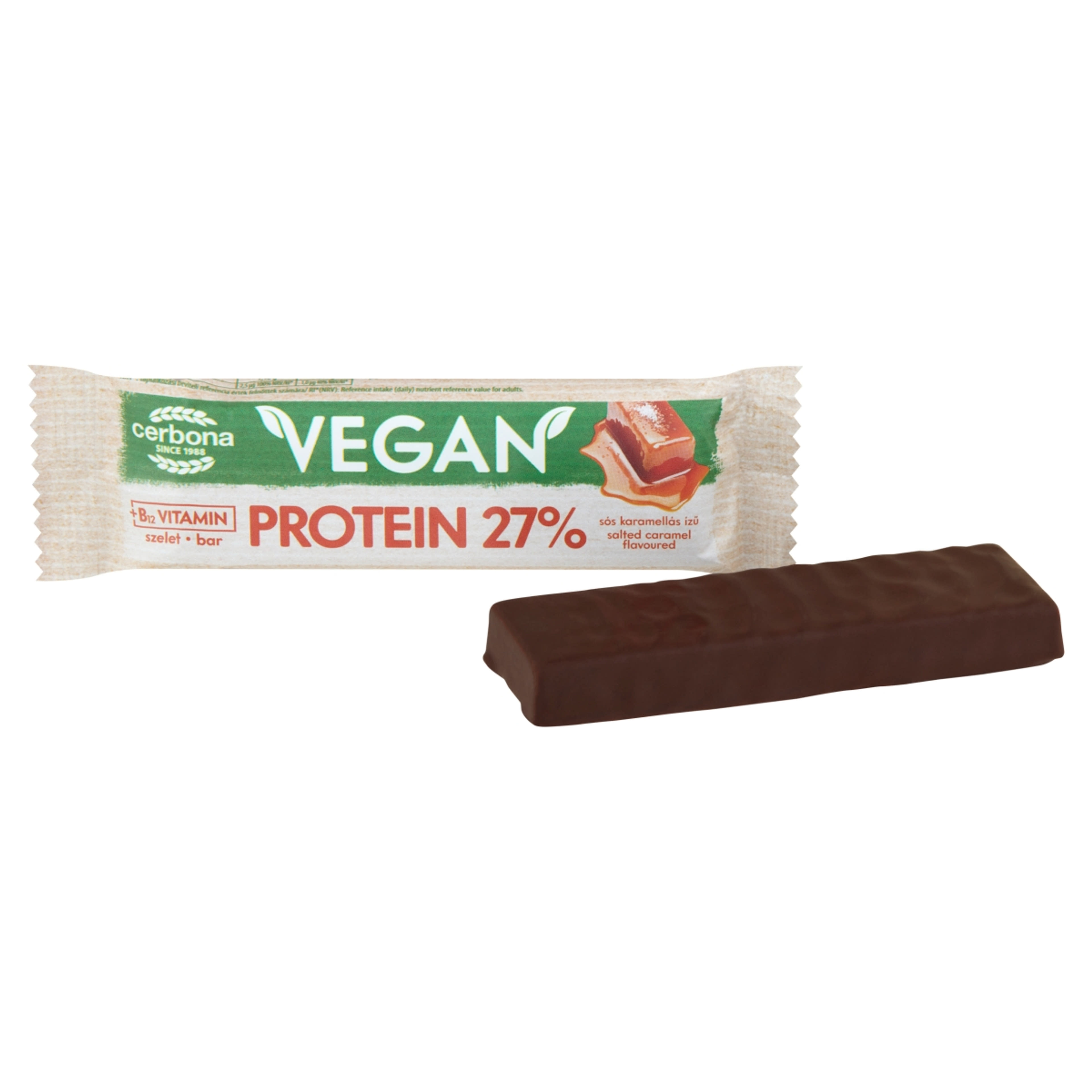 Cerbona Vegan magas fehérjetartalmú sós karamellás ízű szelet kakaós bevonattal - 40 g-2