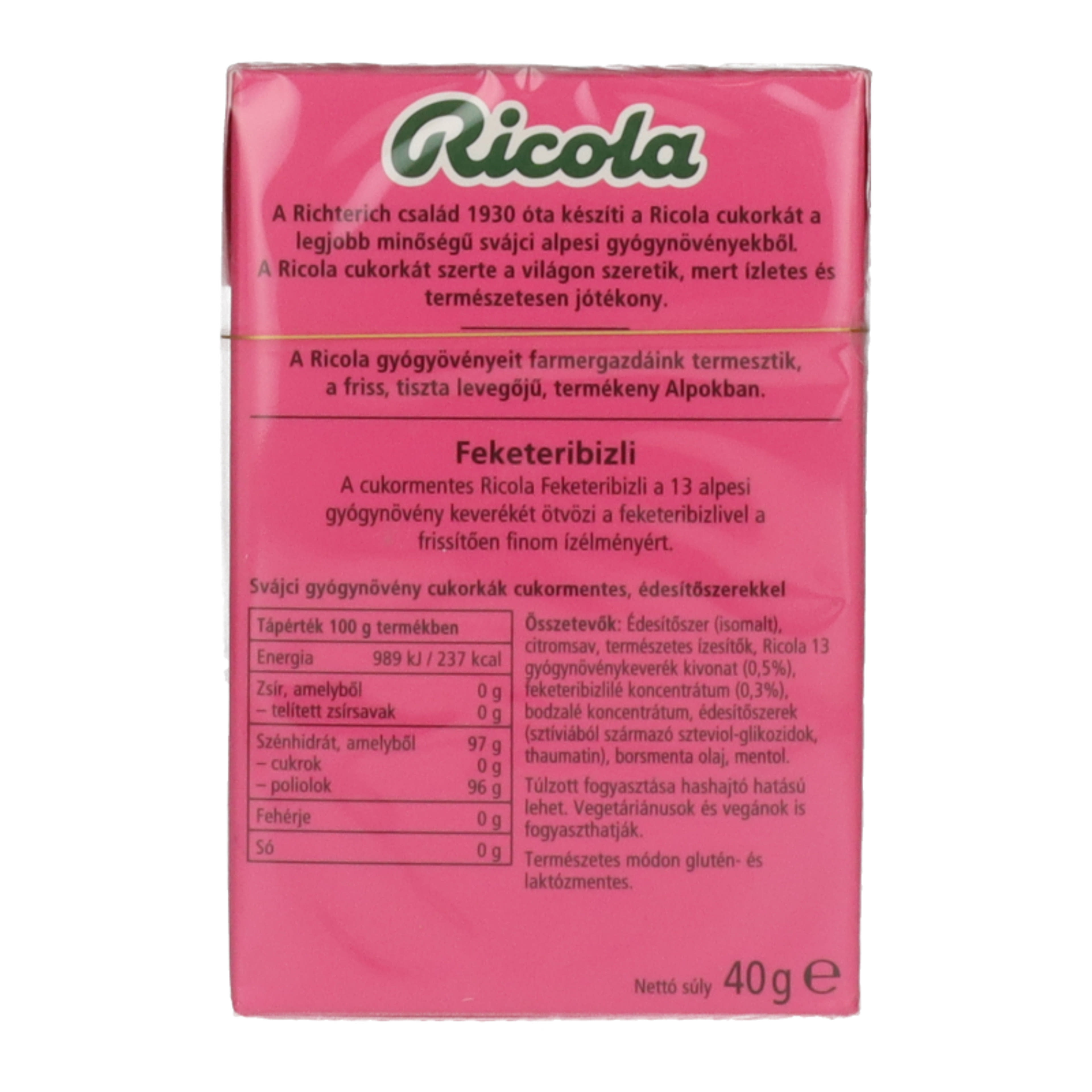 Ricola Feketeribizli gyógynövénycukorka - 40 g-2
