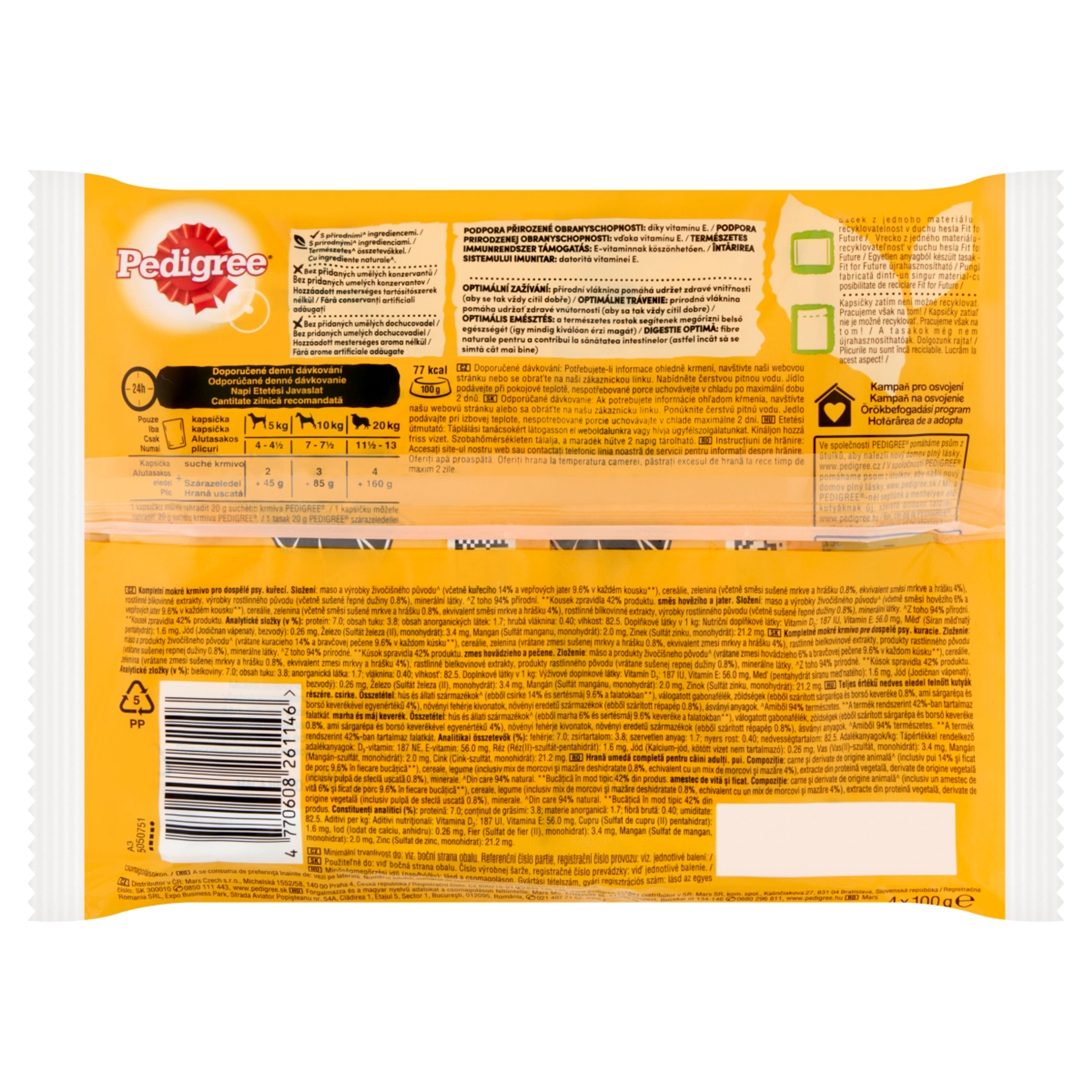 Pedigree Vital Protection felnőtt teljes értékű alutasak kutyáknak, csirke és marhahússal mártásban (4x100 g) - 400 g-3