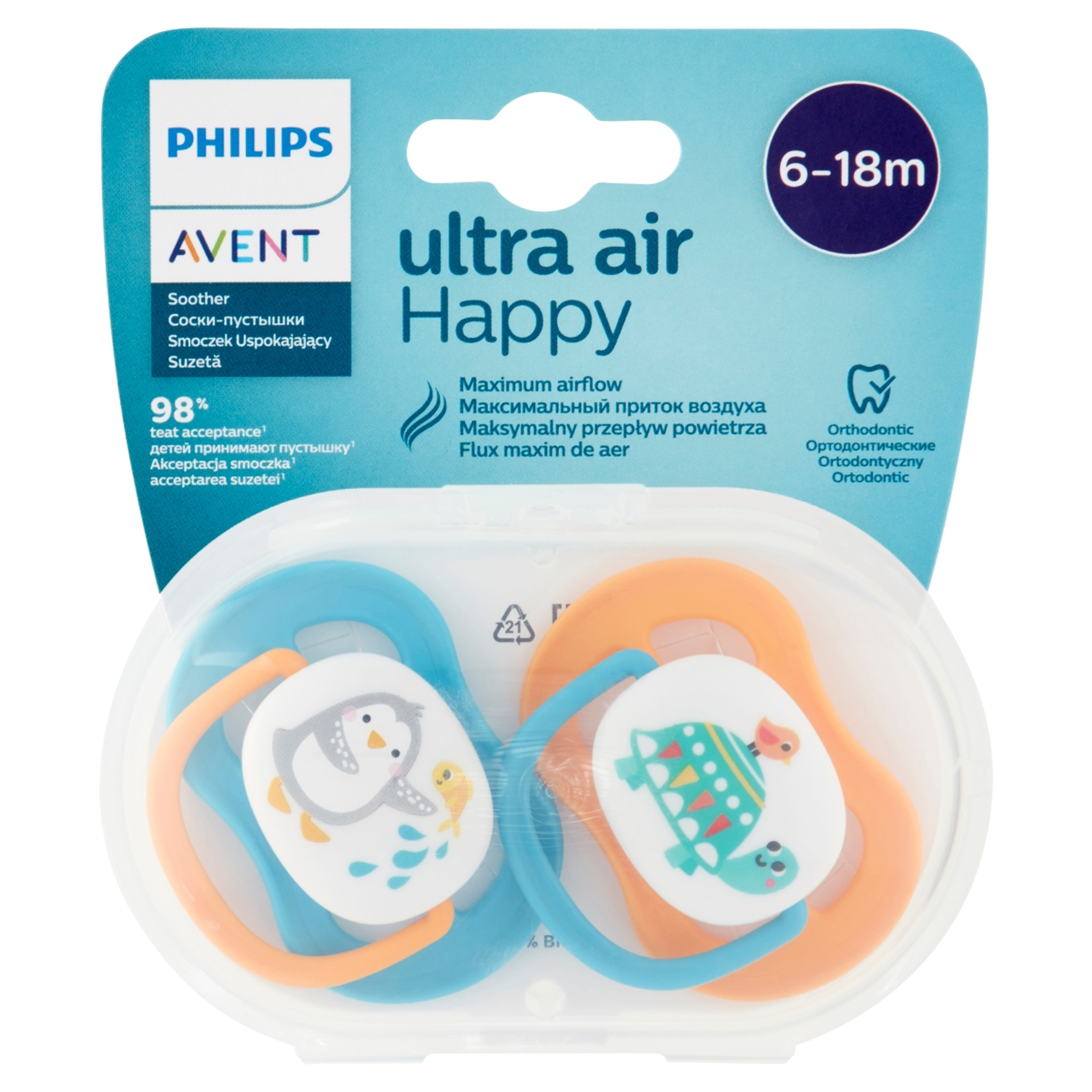 Philips Avent Ultra Air Happy játszócumi 6-18 hónapos korig - 2 db-1